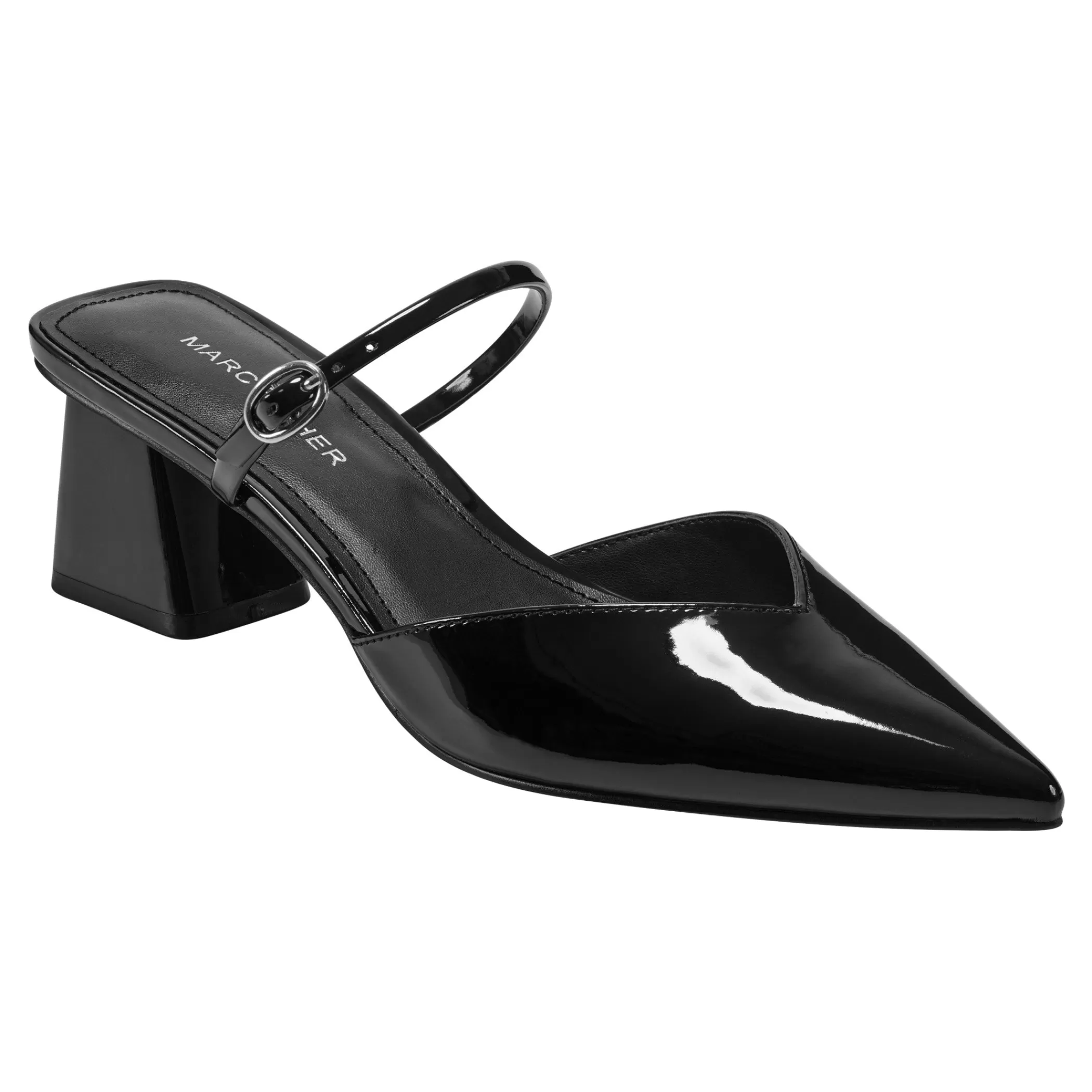 Shop Marc Fisher Lakey Heeled Mule Black Patent