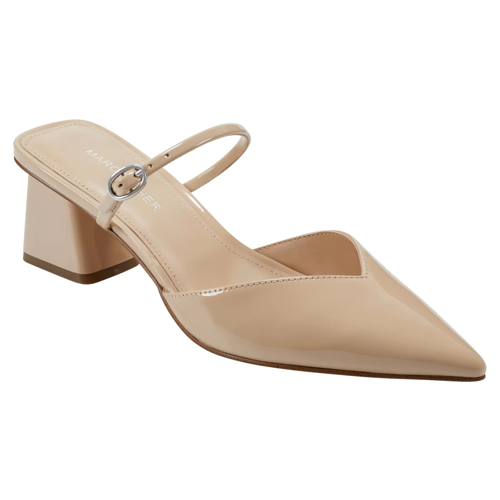 Clearance Marc Fisher Lakey Heeled Mule Light Natural Patent