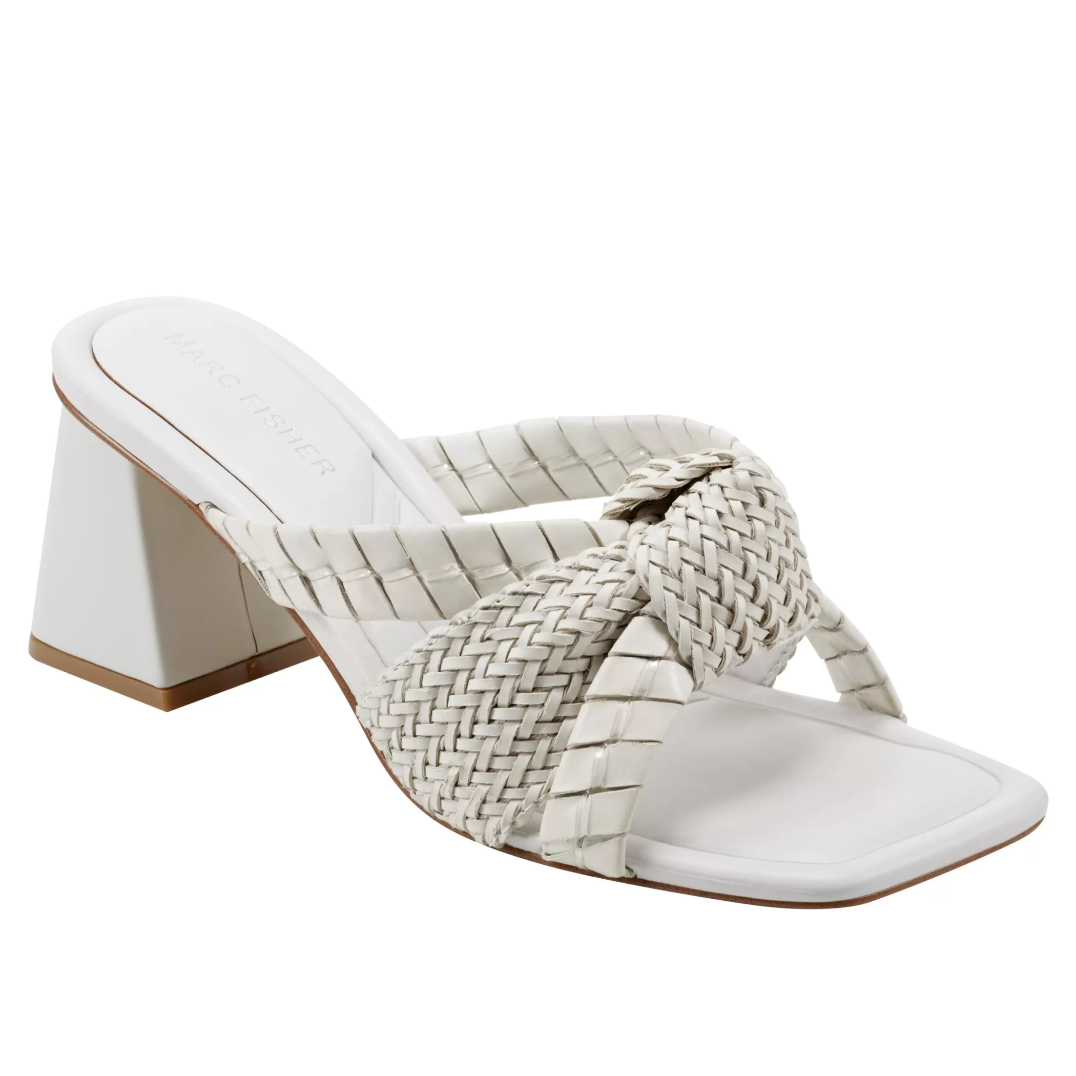 Sale Marc Fisher Macki Block Heel Sandal Chic Cream