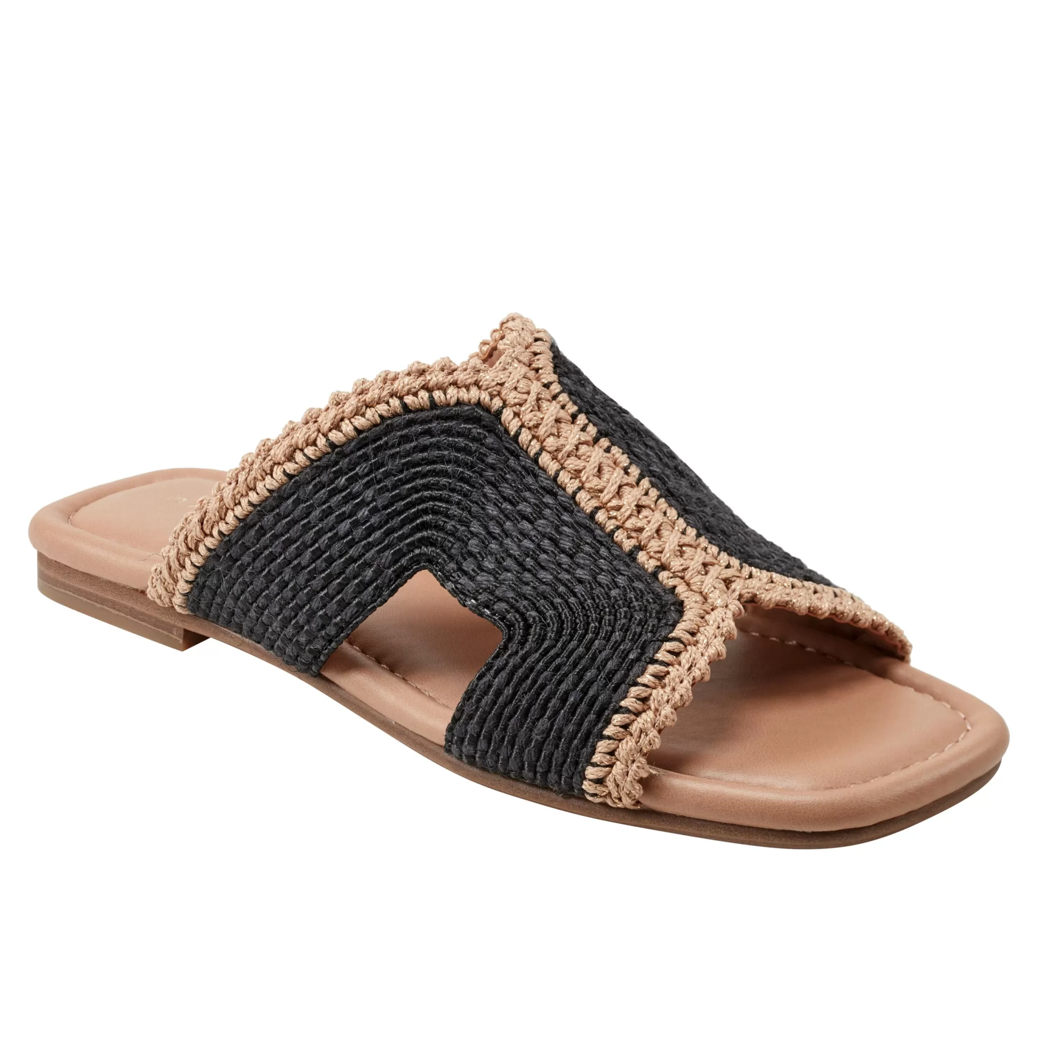 Clearance Marc Fisher Nashie Flat Sandal Black Raffia