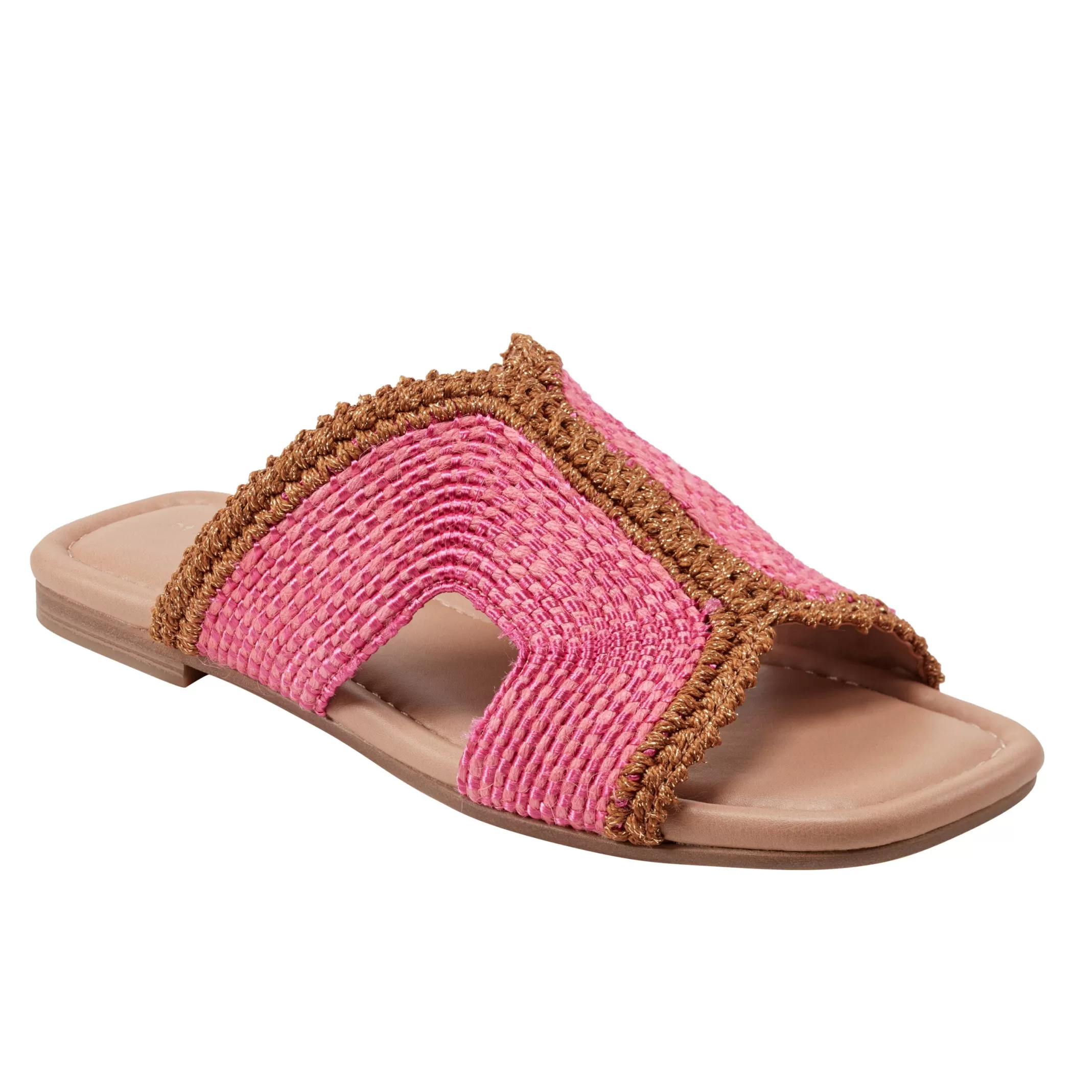 Shop Marc Fisher Nashie Flat Sandal Pink Raffia