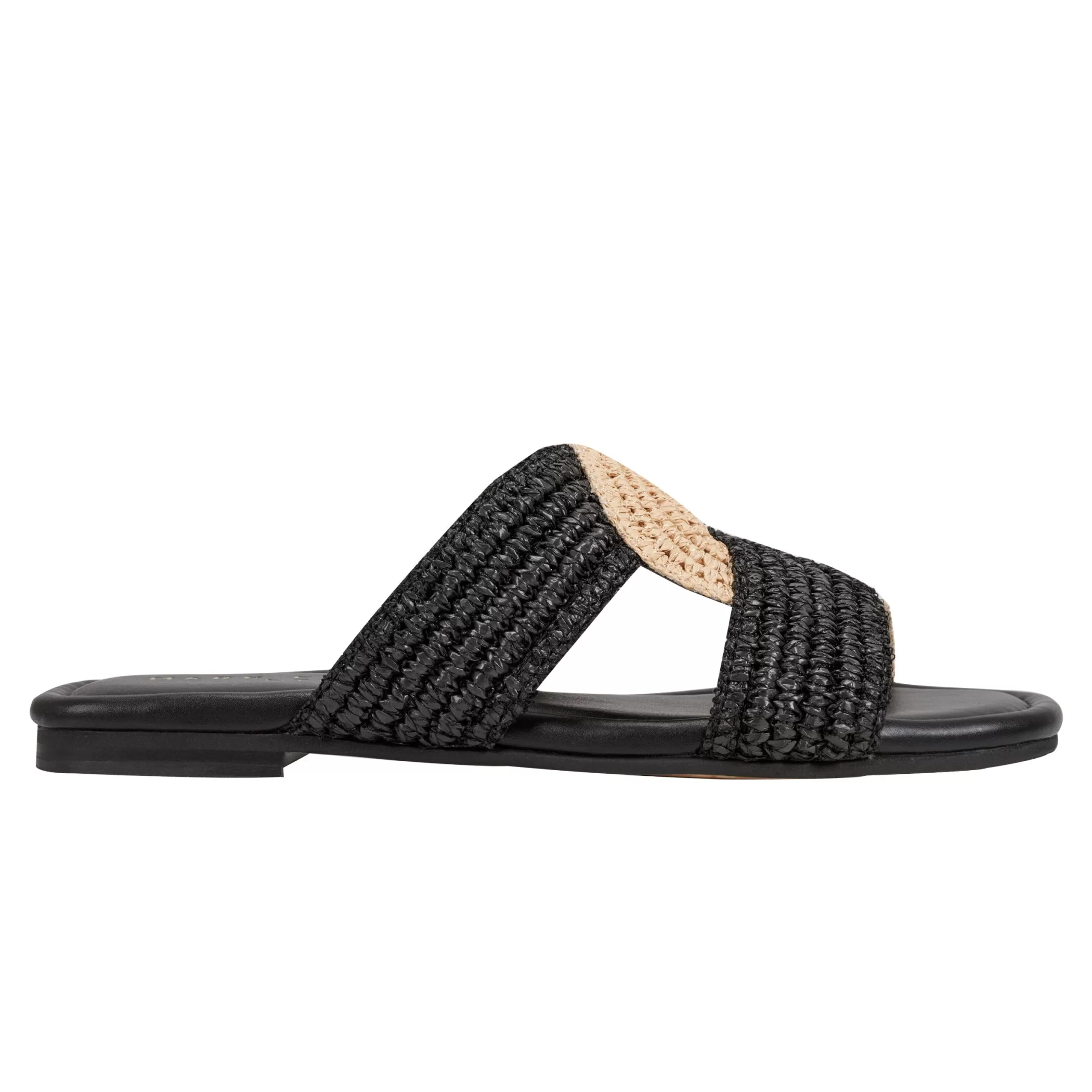 Outlet Marc Fisher Navie Flat Sandal Black Raffia