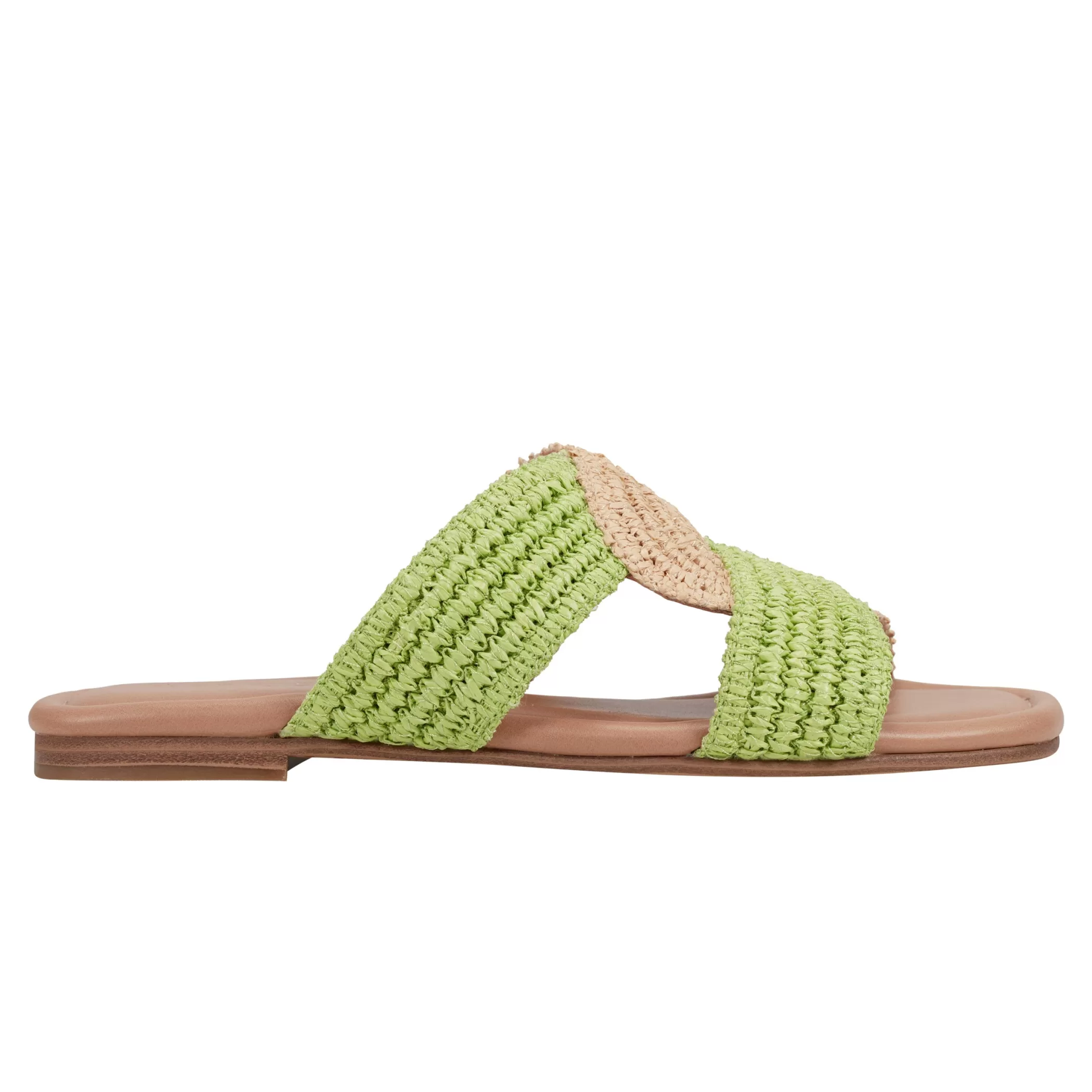 Hot Marc Fisher Navie Flat Sandal Green/Natural Raffia