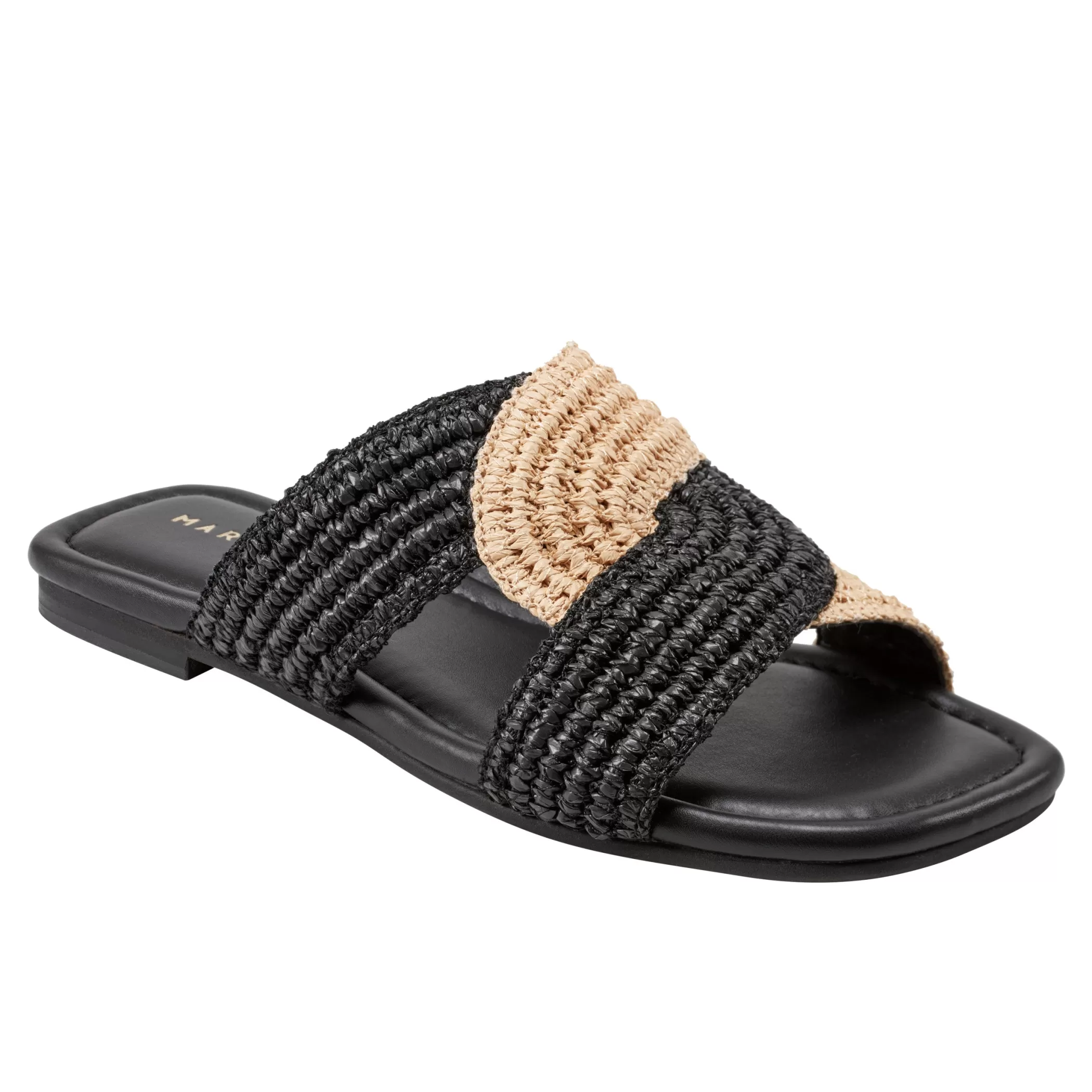 Outlet Marc Fisher Navie Flat Sandal Black Raffia