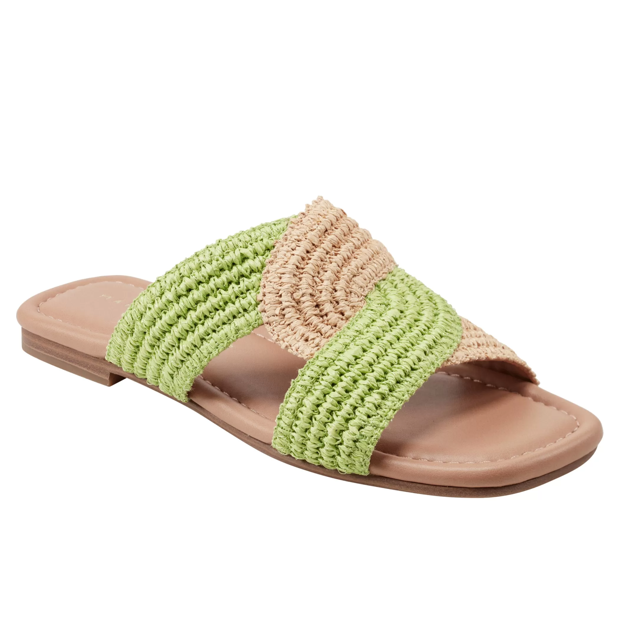 Hot Marc Fisher Navie Flat Sandal Green/Natural Raffia