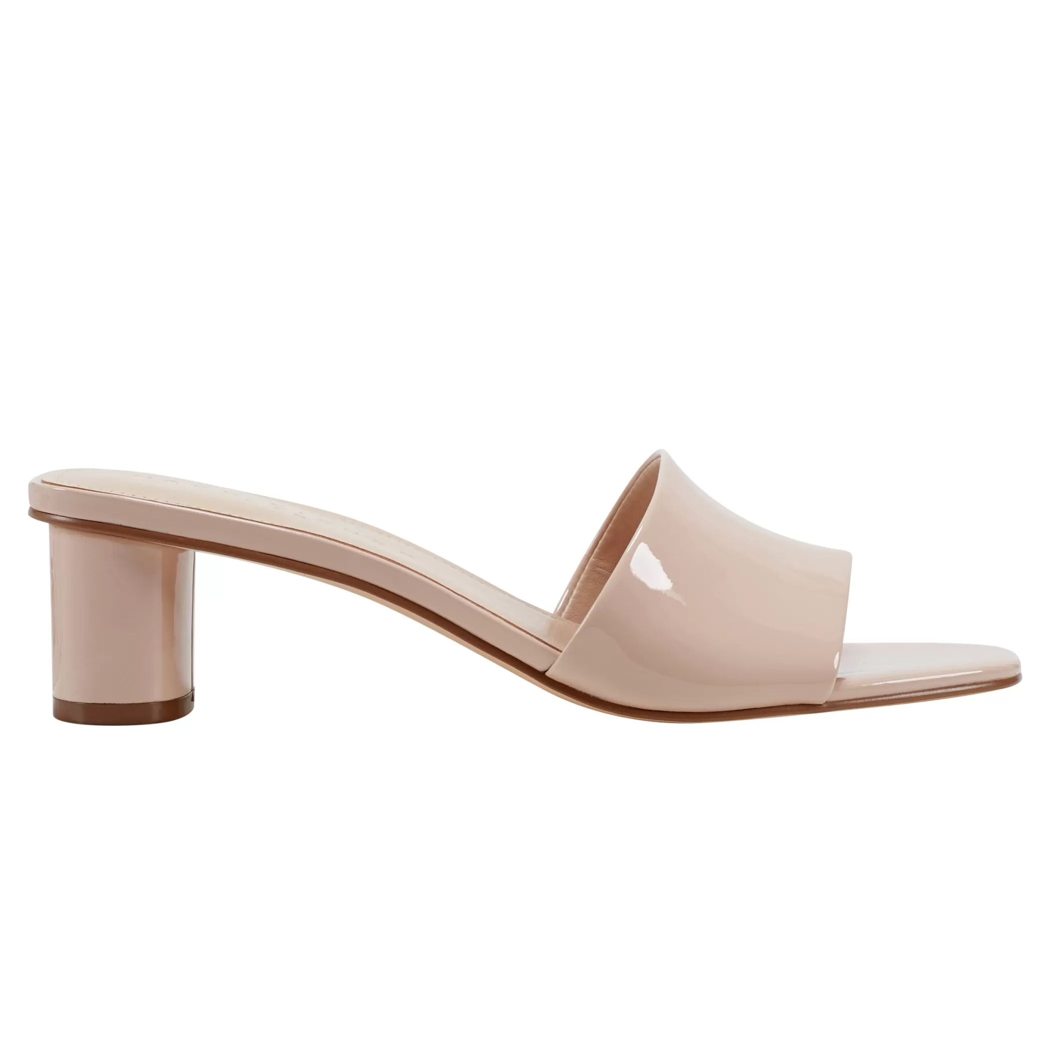 Fashion Marc Fisher Nemmie Heeled Slide Sandal Natural Patent Leather