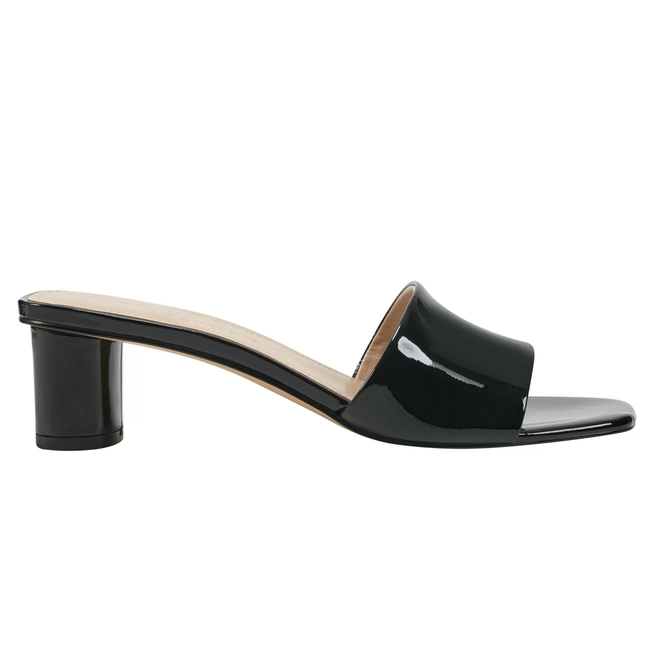 Fashion Marc Fisher Nemmie Heeled Slide Sandal Black Patent Leather