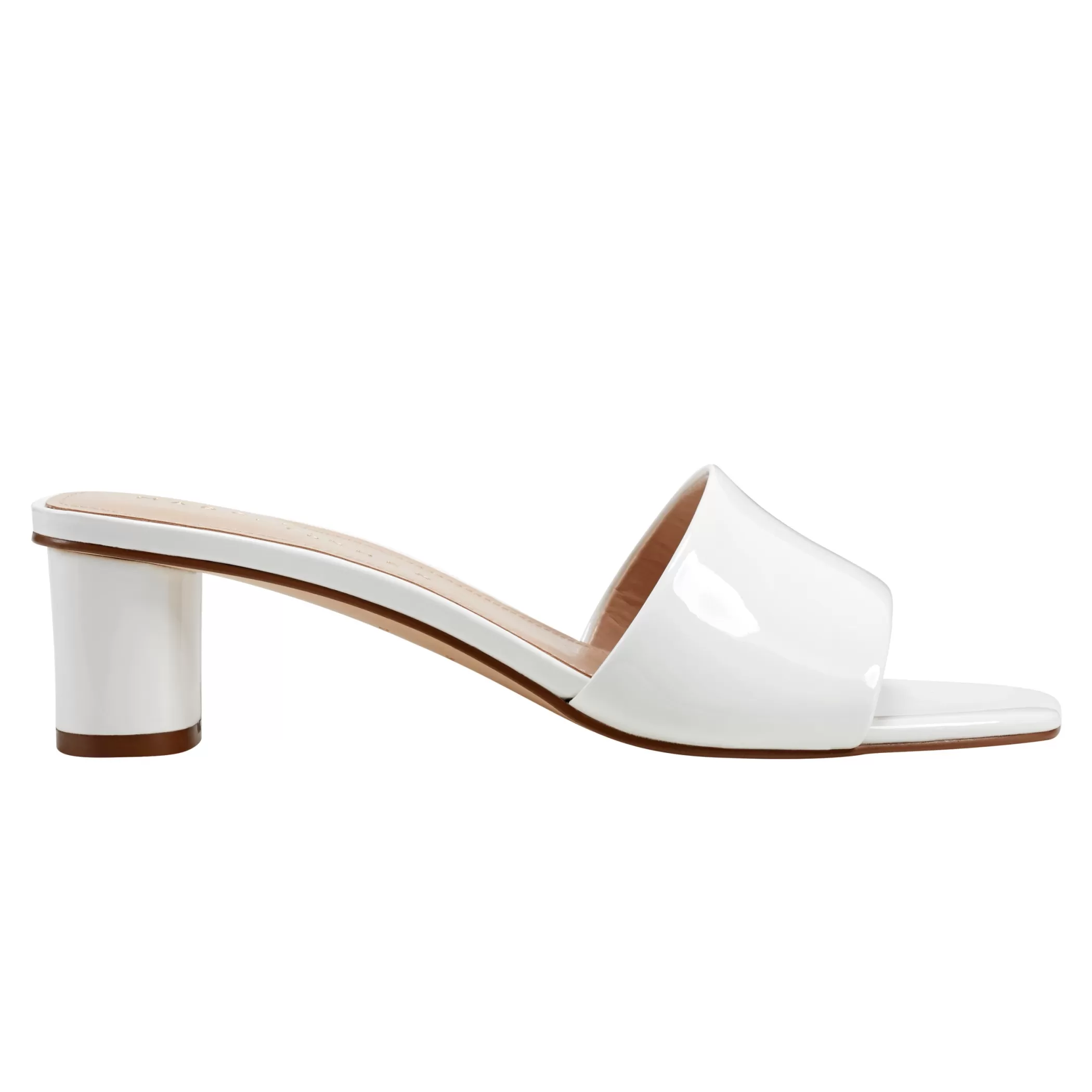 Fashion Marc Fisher Nemmie Heeled Slide Sandal White Patent Leather