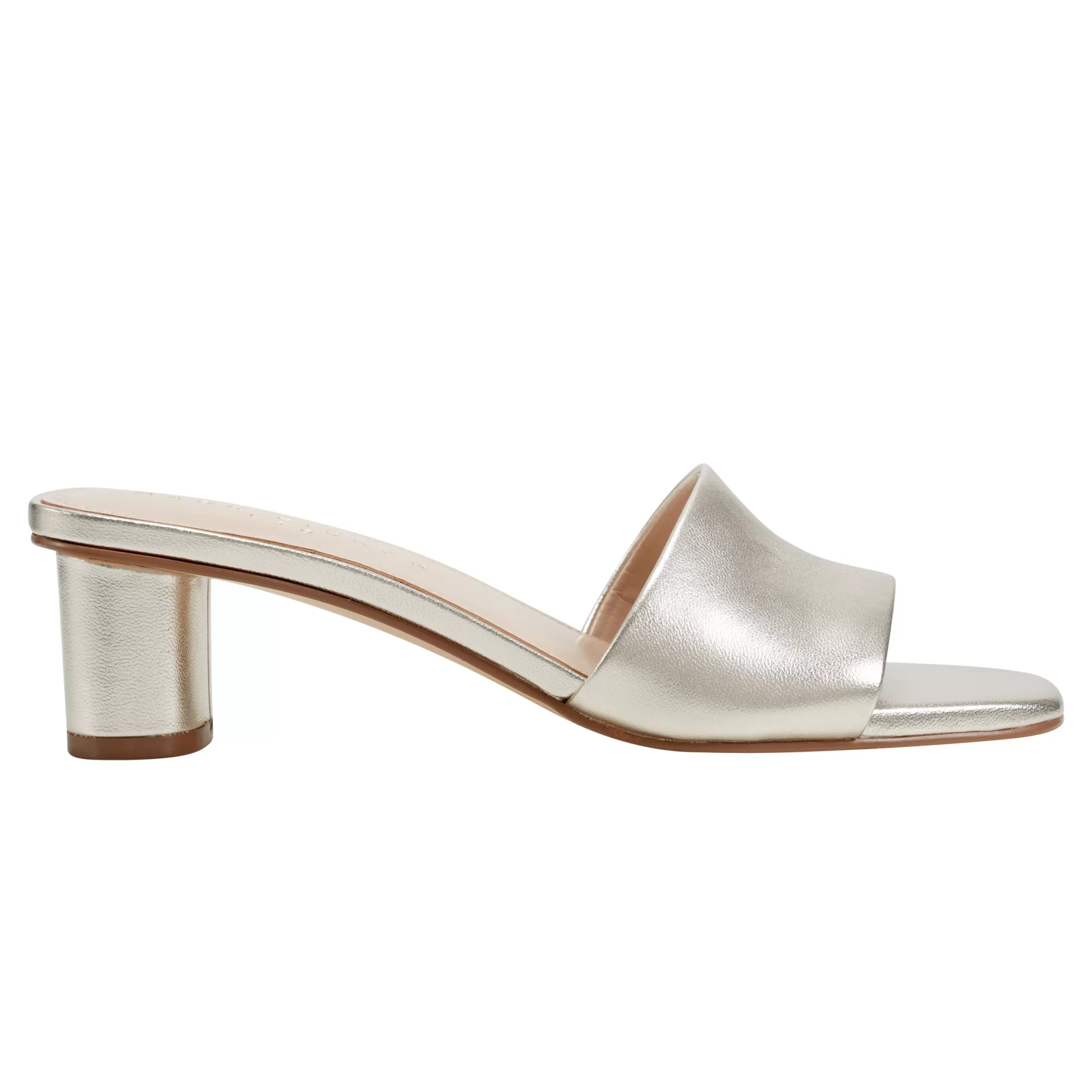 Online Marc Fisher Nemmie Heeled Slide Sandal Platino Leather