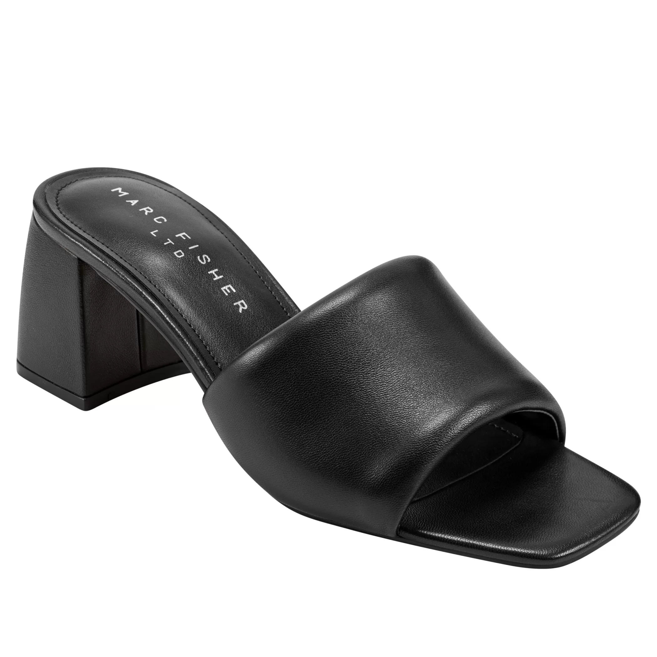 Cheap Marc Fisher Nombra Block Heel Slide Sandal Black