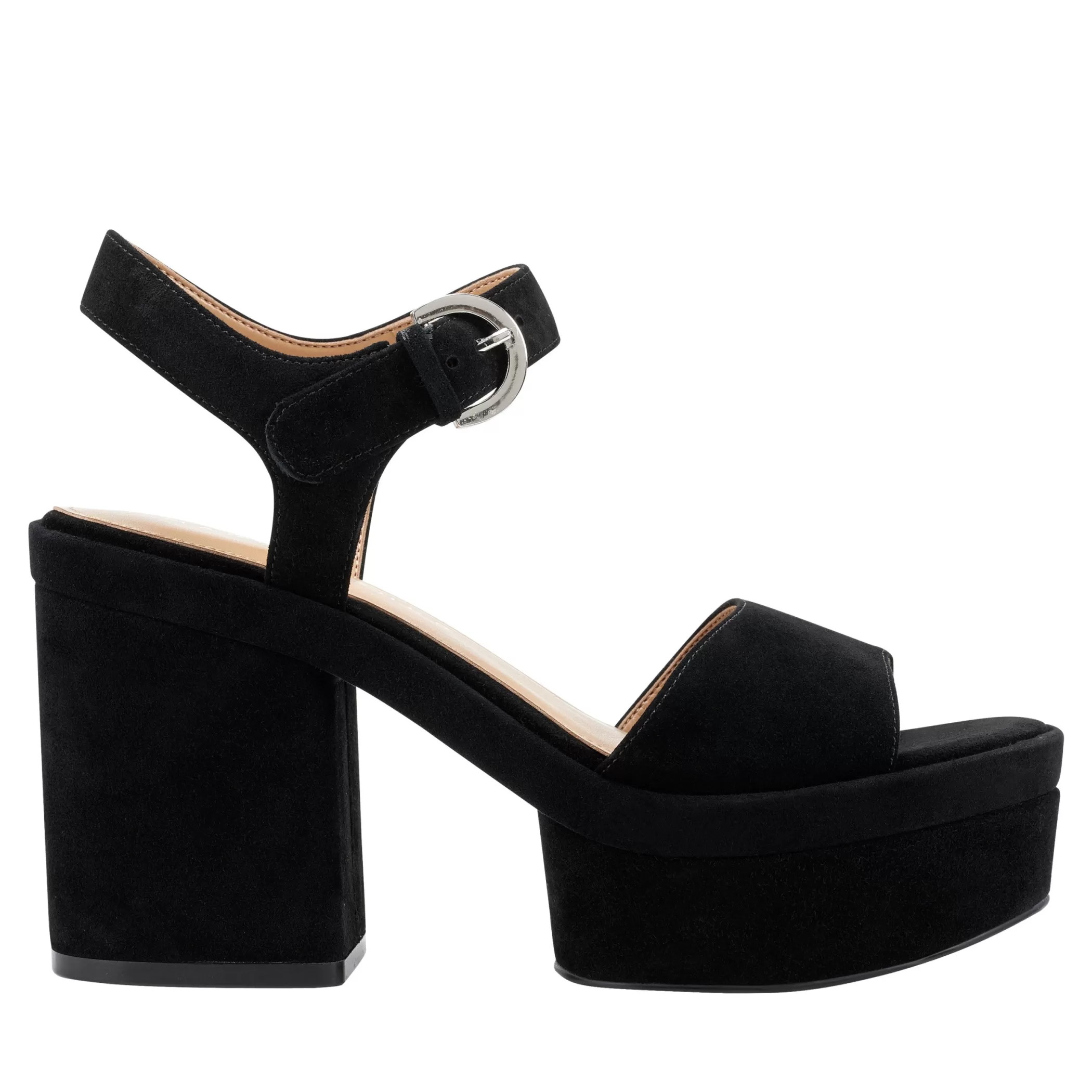 Outlet Marc Fisher Normi Platform Sandal Black Suede