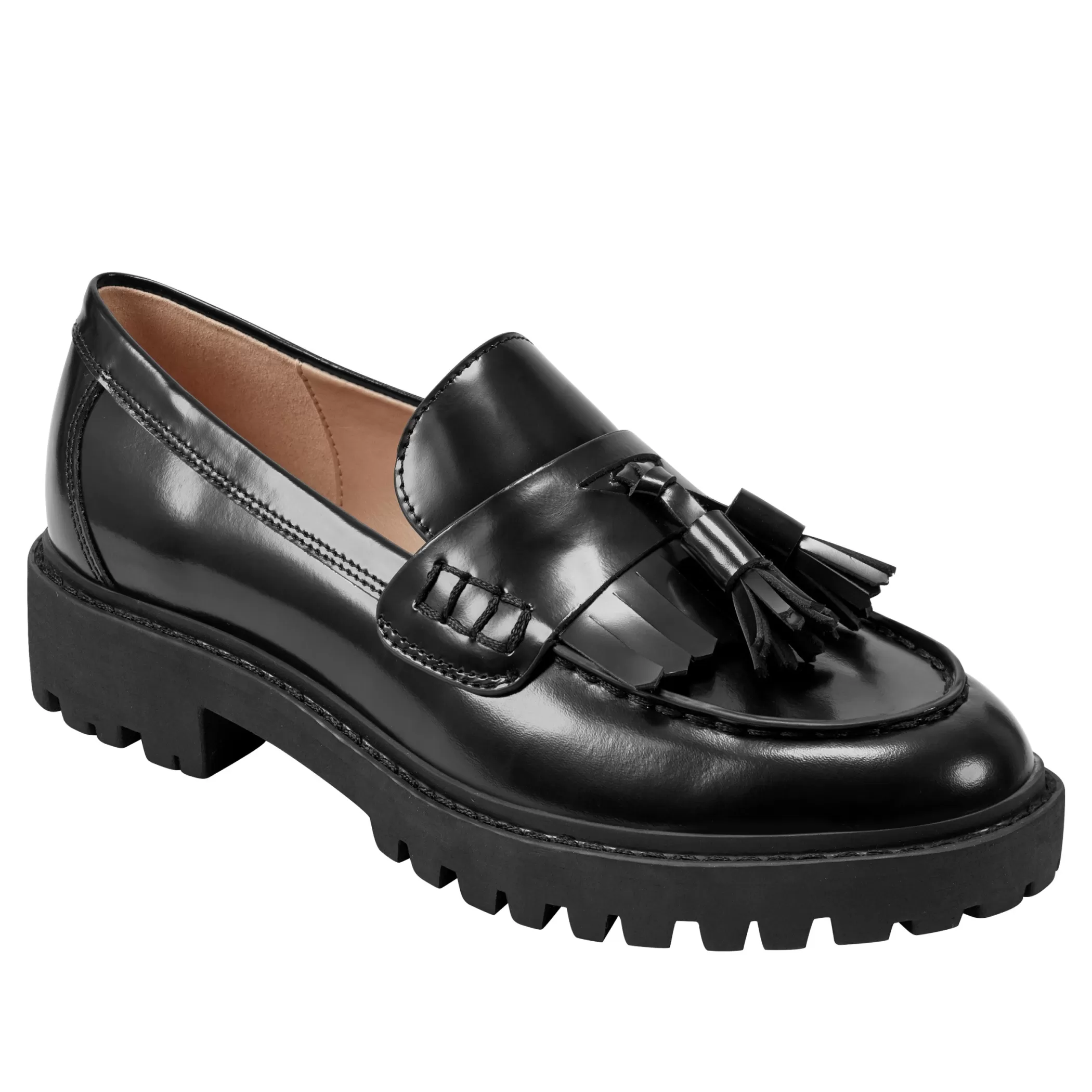 Sale Marc Fisher Ozzie Tassle Loafer Black Leather