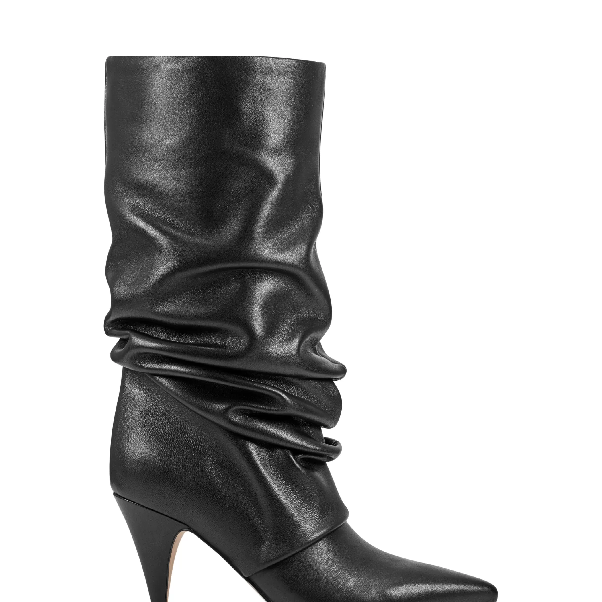 New Marc Fisher Paityn Scrunch Dress Boot Black Leather