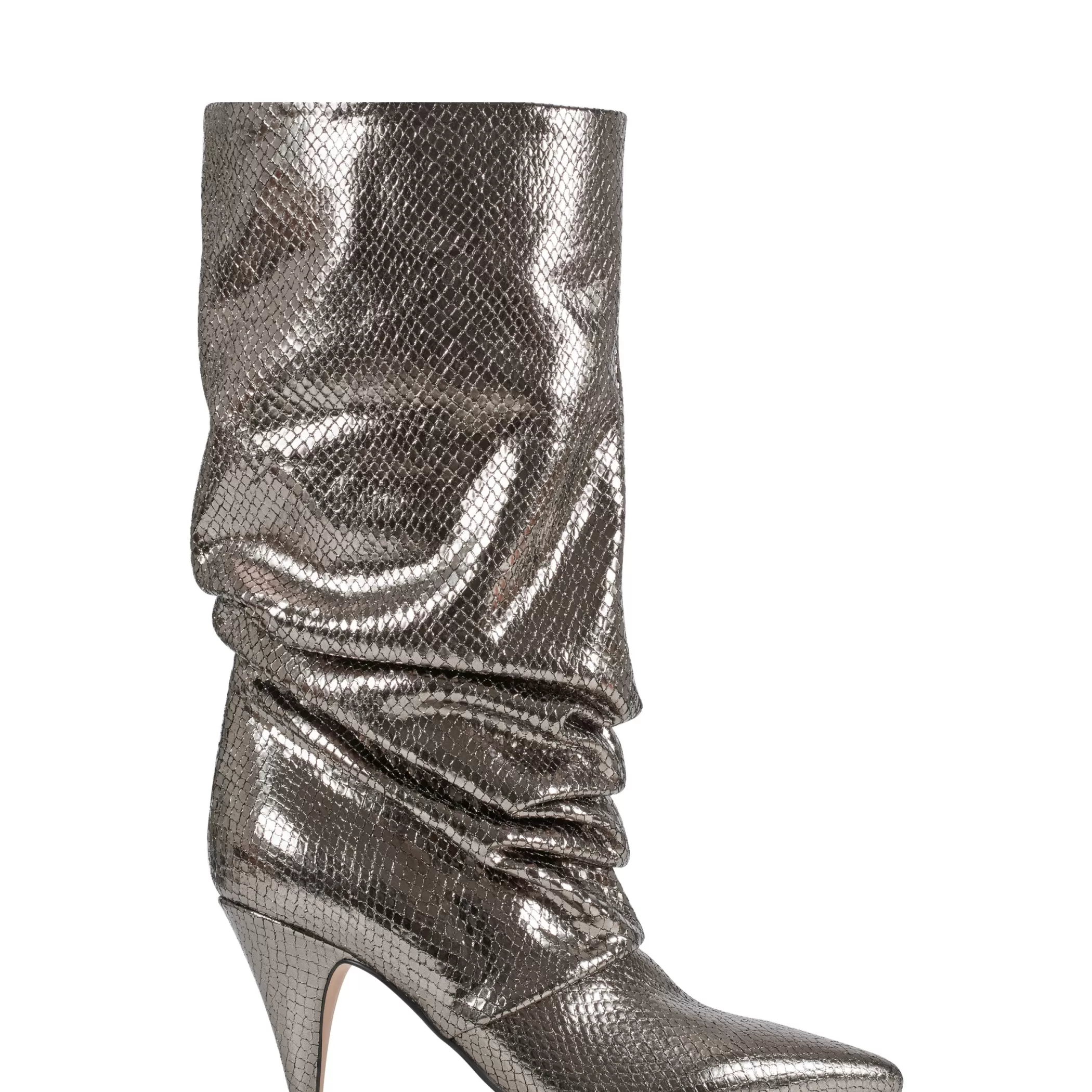 New Marc Fisher Paityn Scrunch Dress Boot Pewter Leather