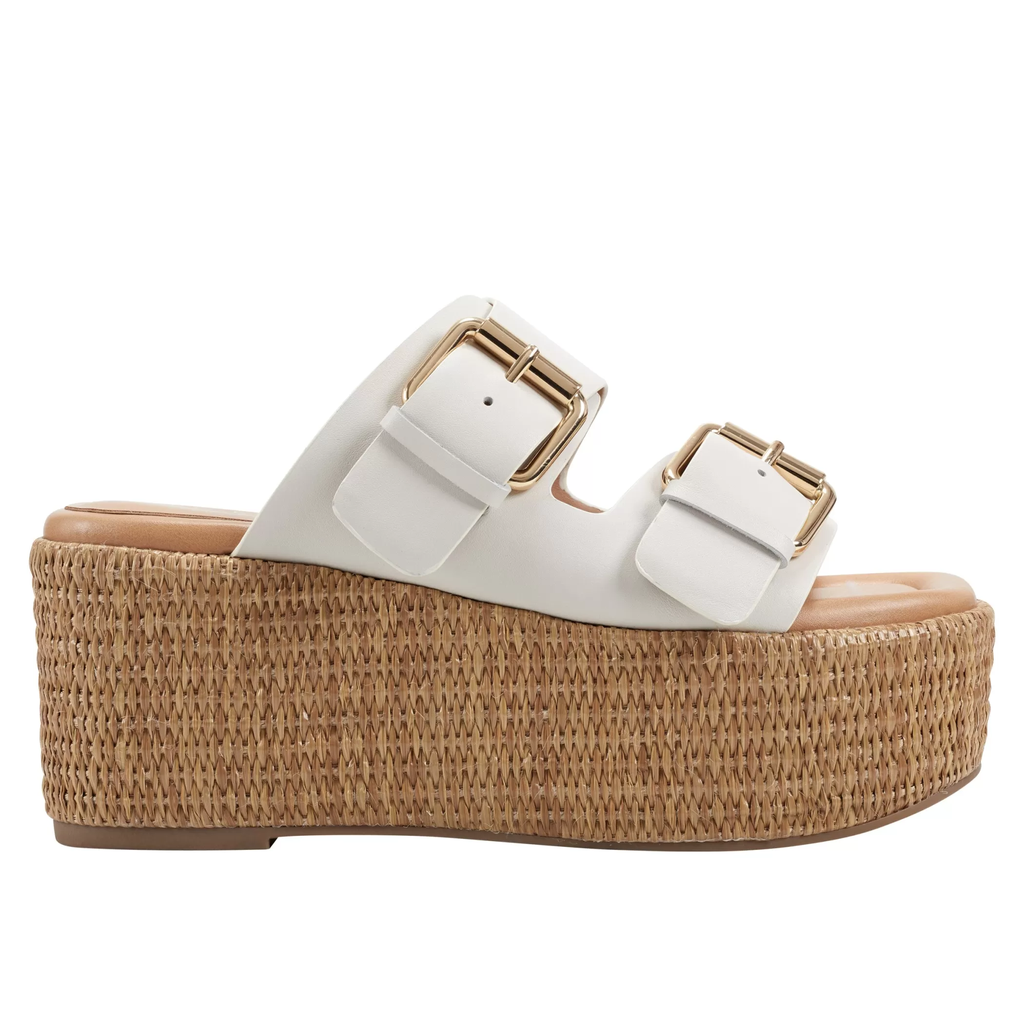 Hot Marc Fisher Palery Platform Buckle Slide Sandal Ivory Leather