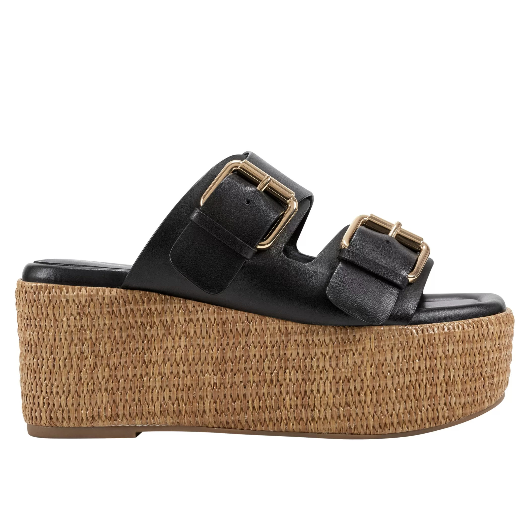 Best Marc Fisher Palery Platform Buckle Slide Sandal Black Leather