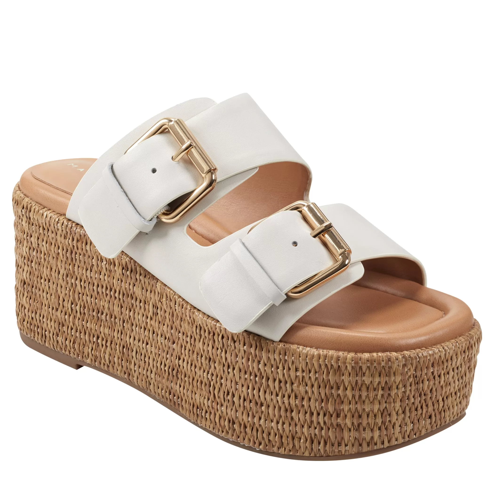 Hot Marc Fisher Palery Platform Buckle Slide Sandal Ivory Leather