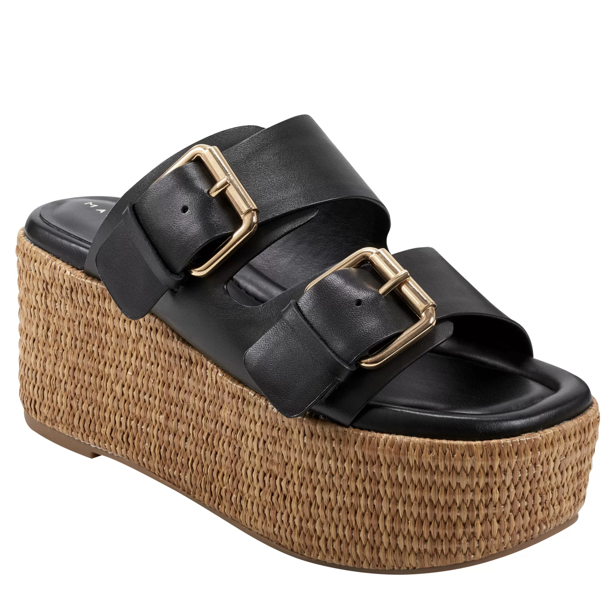 Best Marc Fisher Palery Platform Buckle Slide Sandal Black Leather