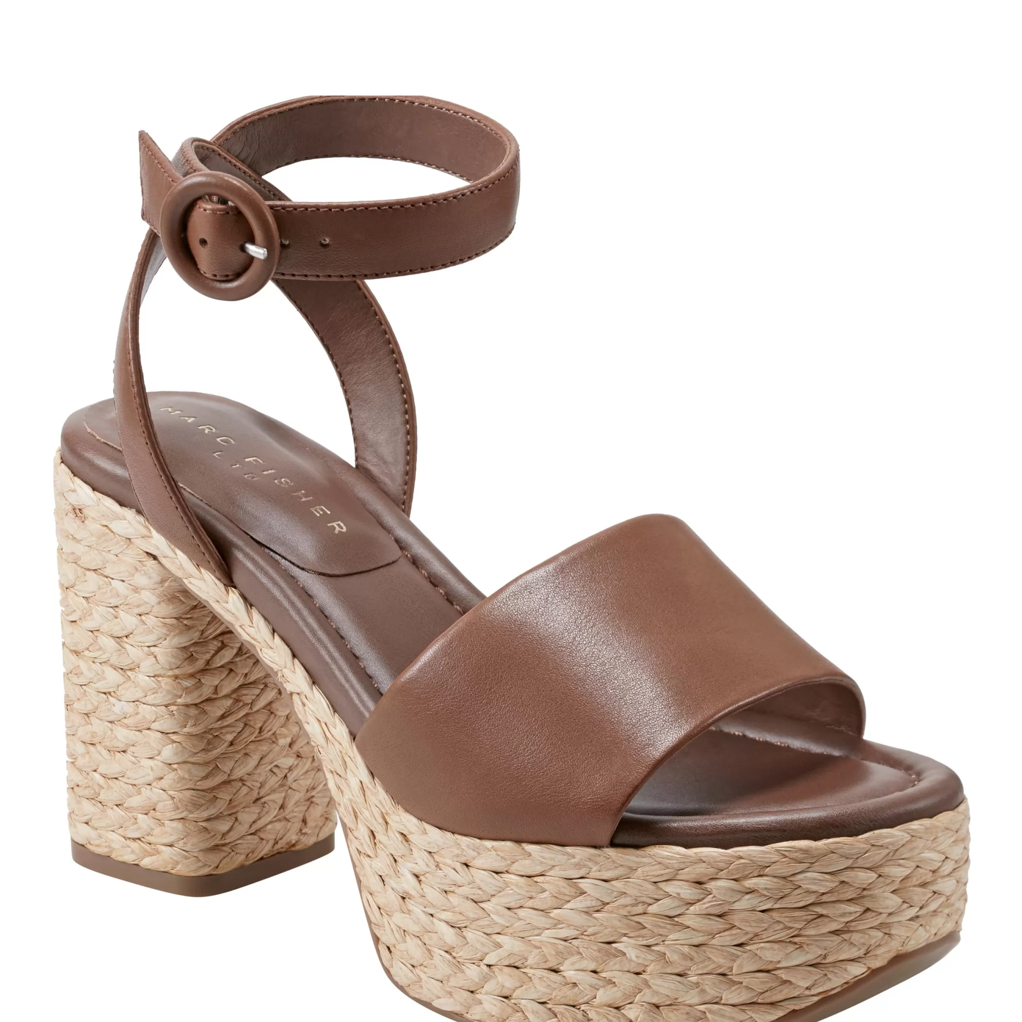 Cheap Marc Fisher Palyca Platform Espadrille Sandal Brown Leather