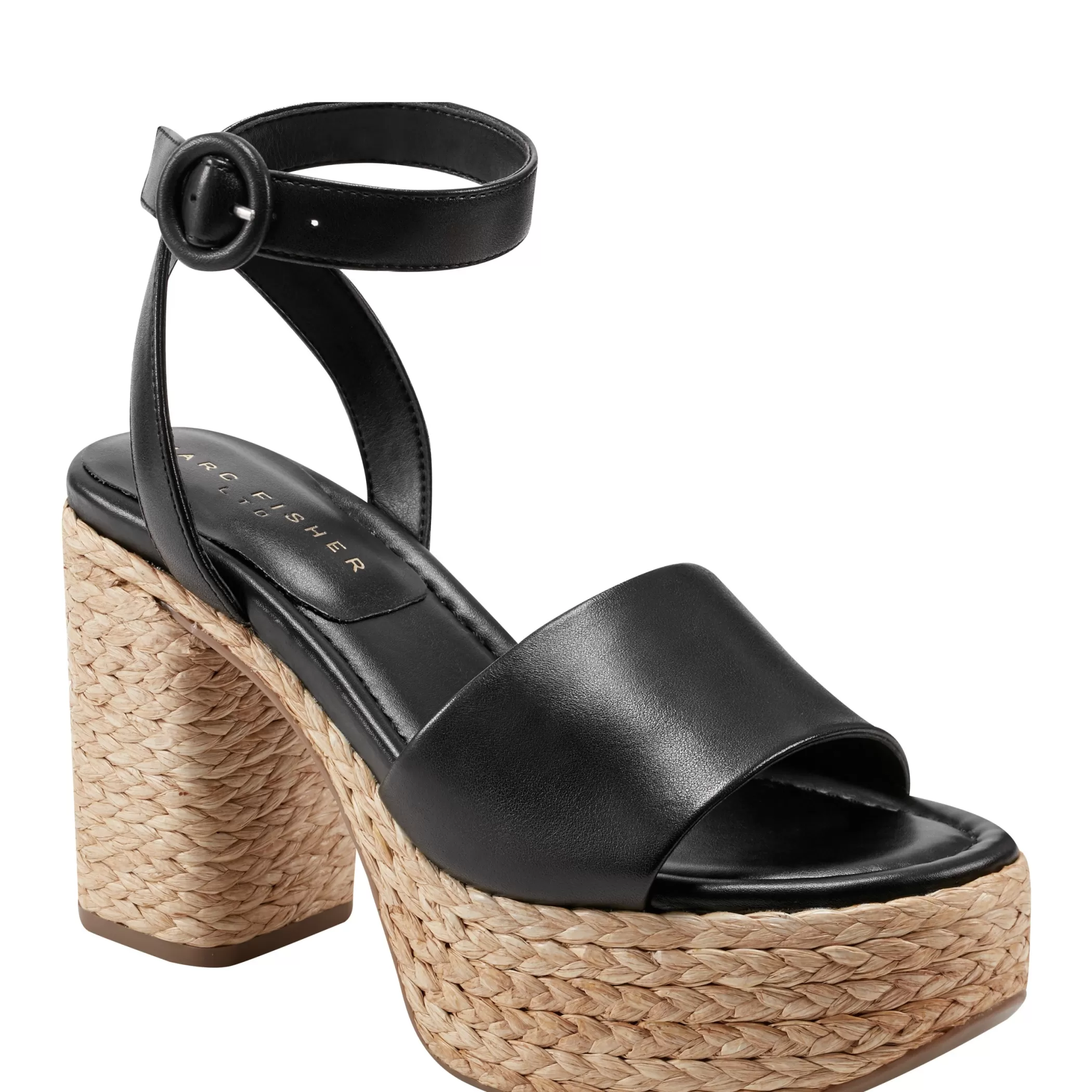 Best Sale Marc Fisher Palyca Platform Espadrille Sandal Black Leather