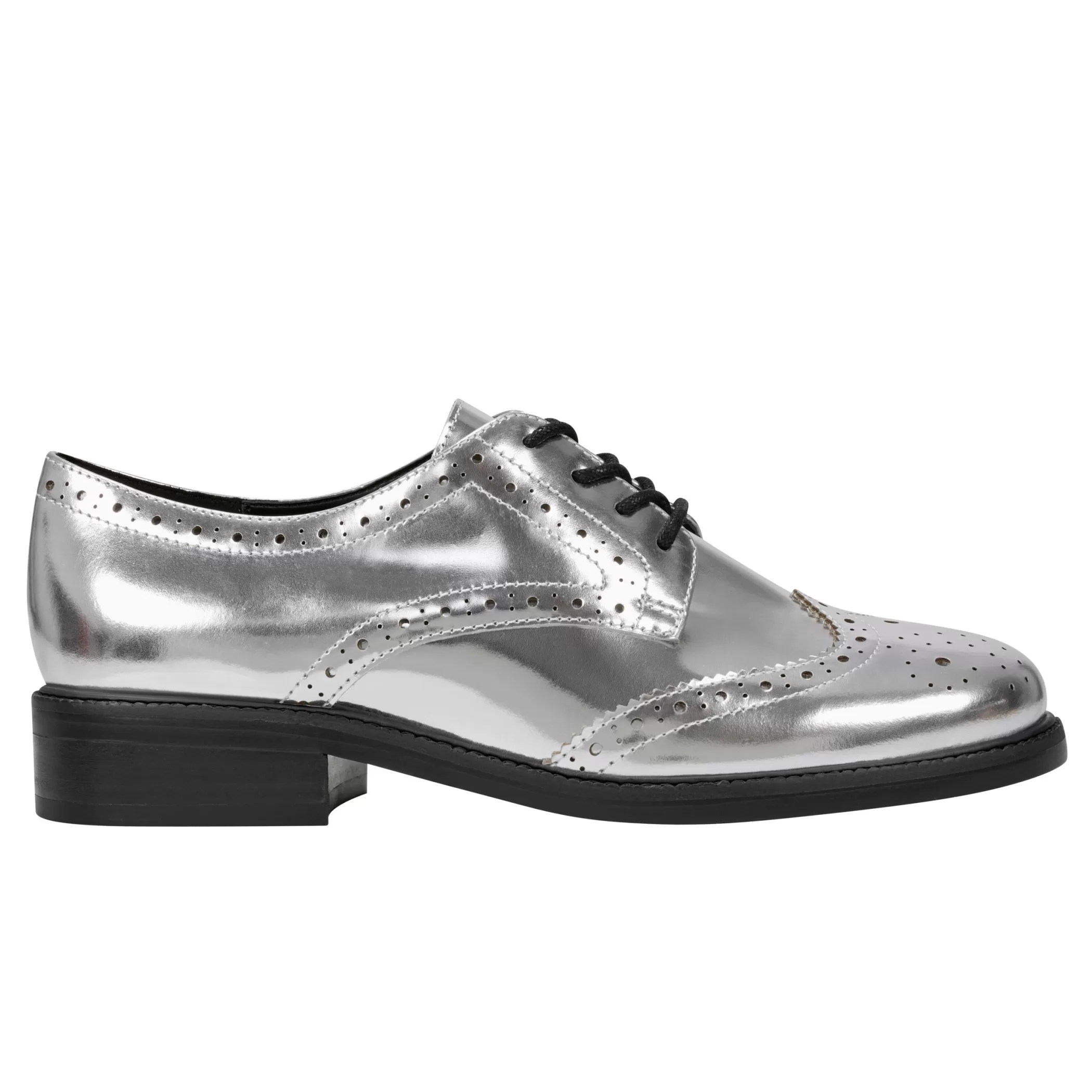 Cheap Marc Fisher Perrie Lace-Up Oxford Silver Leather