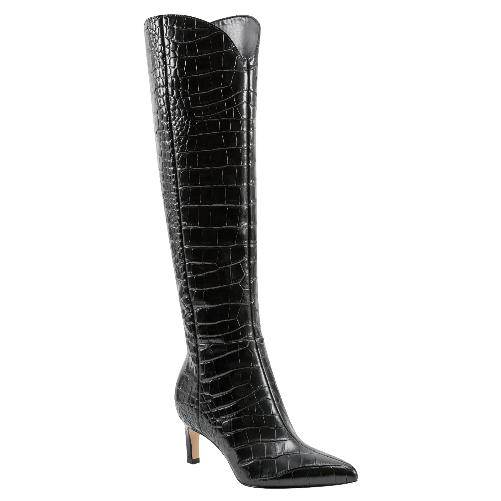 Discount Marc Fisher Quinnie Dress Boot Black Croco Leather