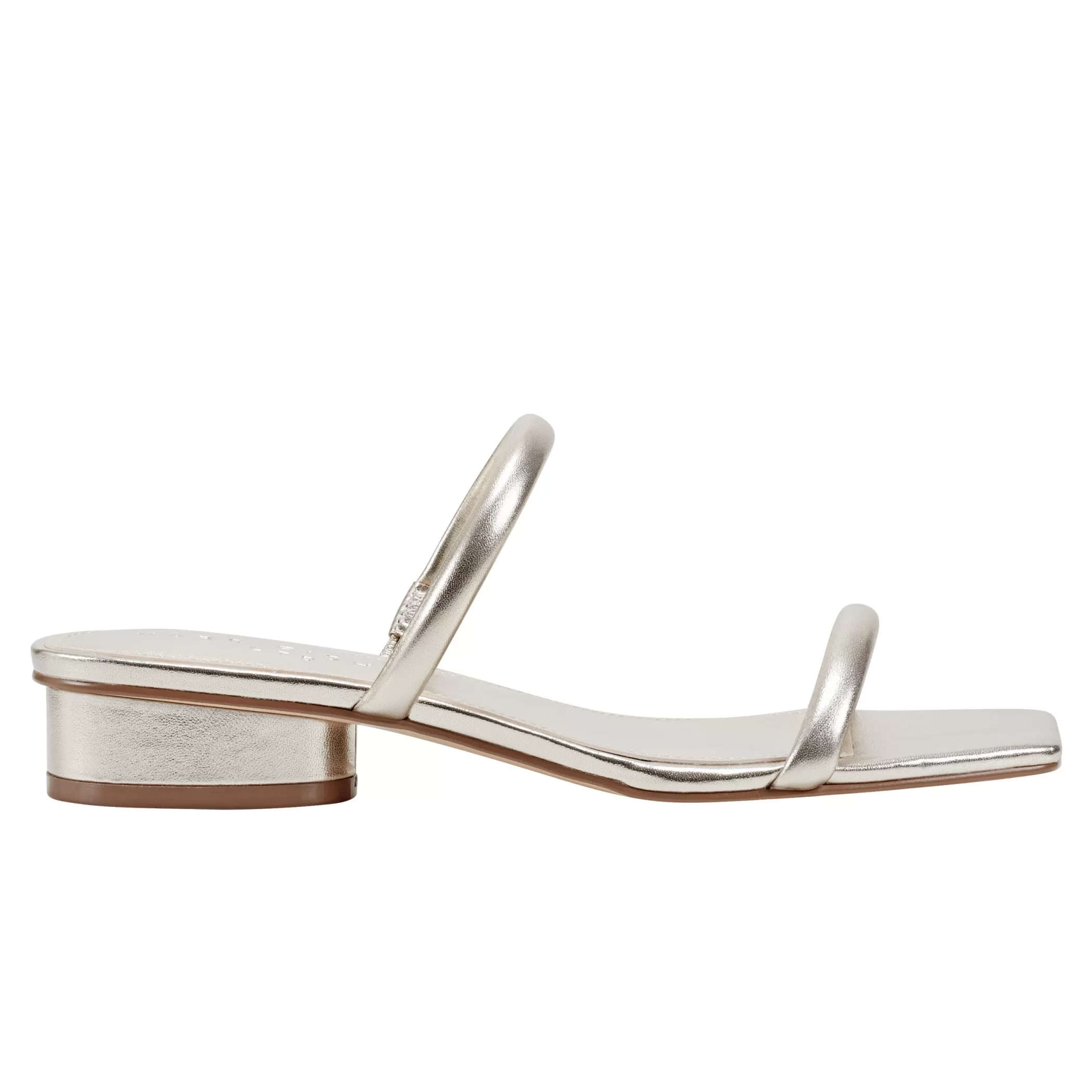 Outlet Marc Fisher Raelyn Heeled Slide Sandal Platino Leather