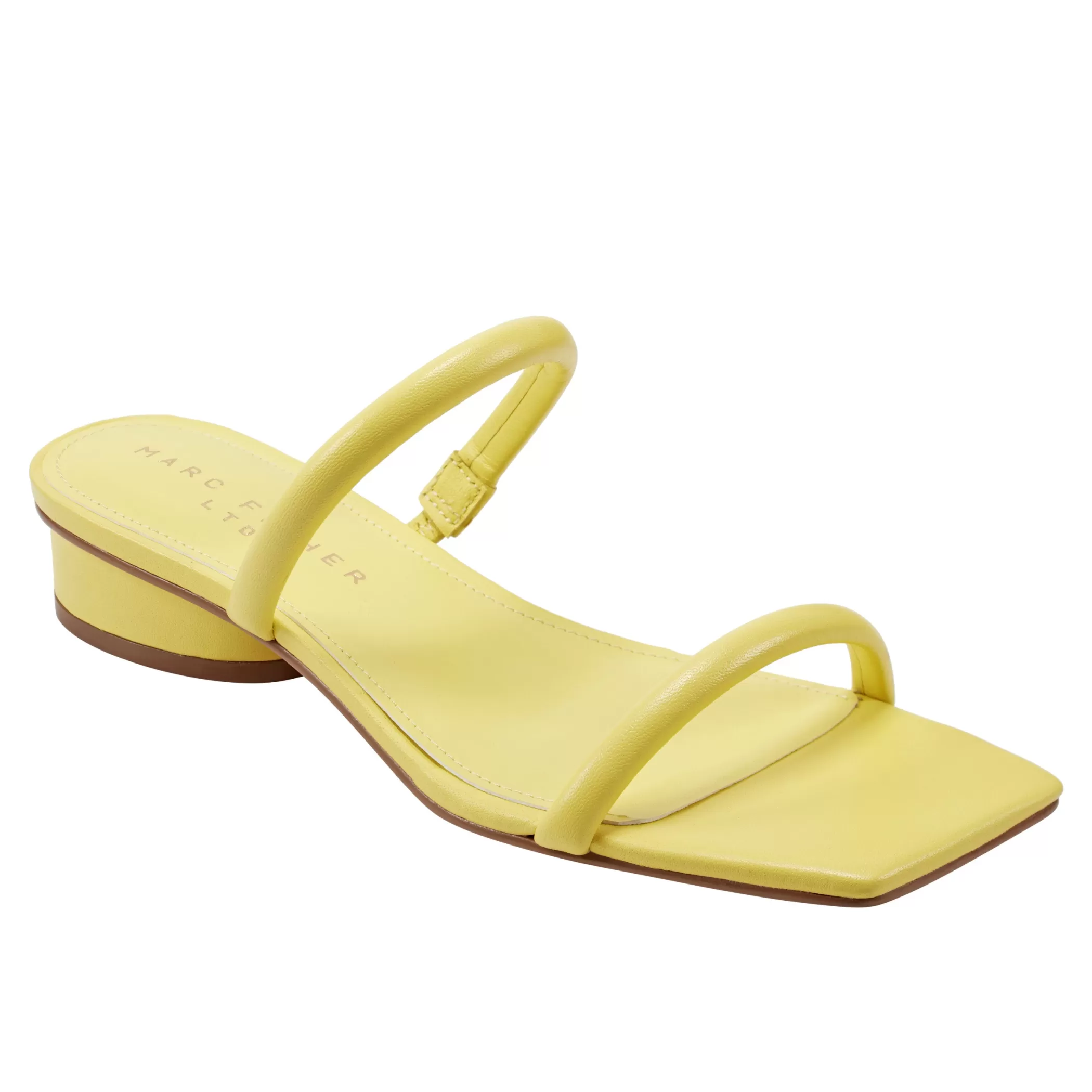 Online Marc Fisher Raelyn Heeled Slide Sandal Yellow Leather