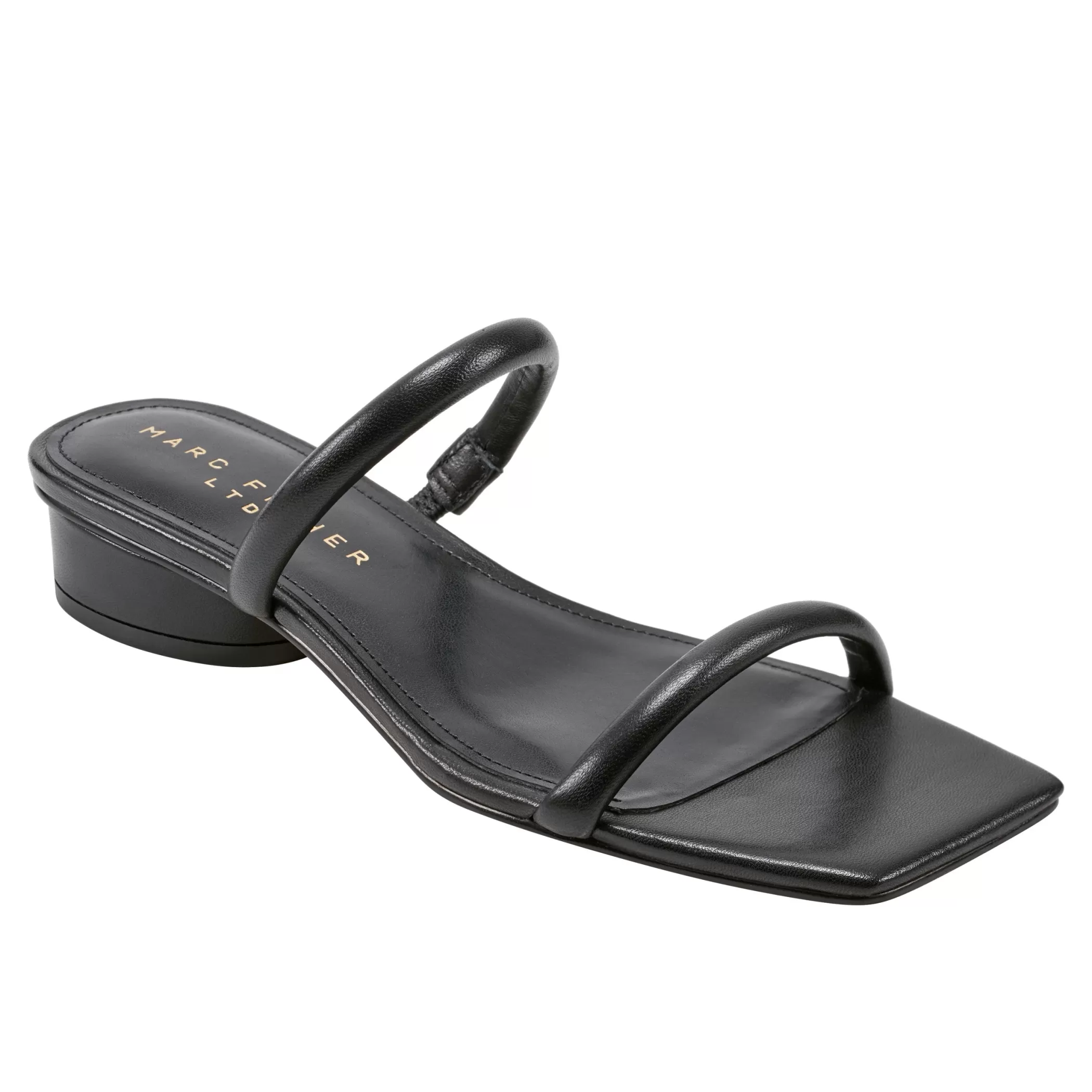 Best Sale Marc Fisher Raelyn Heeled Slide Sandal Black Leather