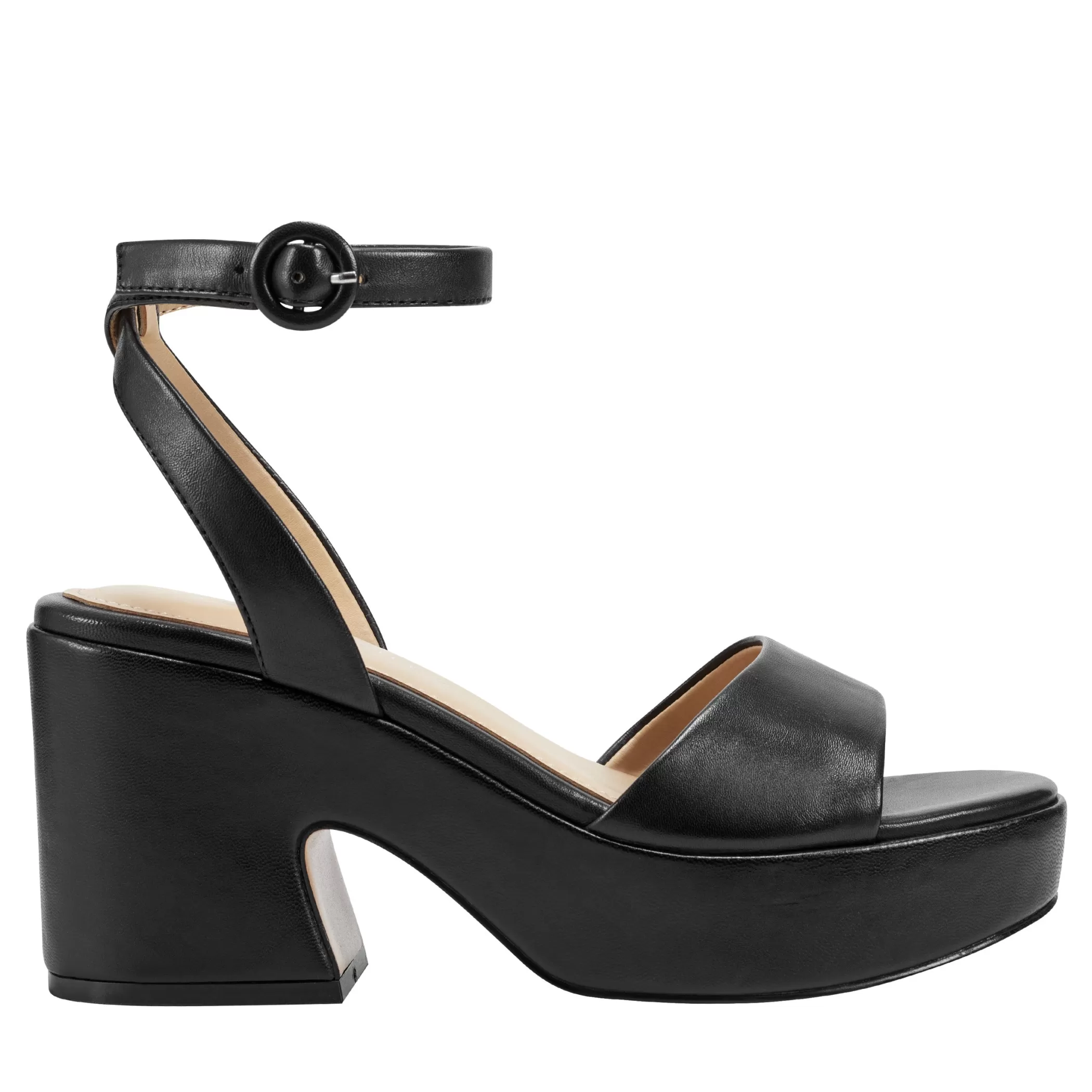 Best Marc Fisher Razza Block Heel Platform Sandal Black Leather