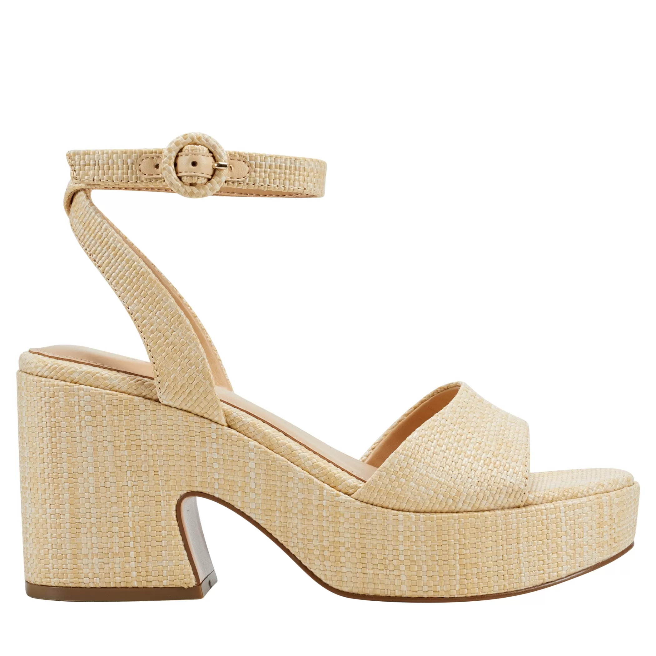 Sale Marc Fisher Razza Block Heel Platform Sandal Natural Raffia