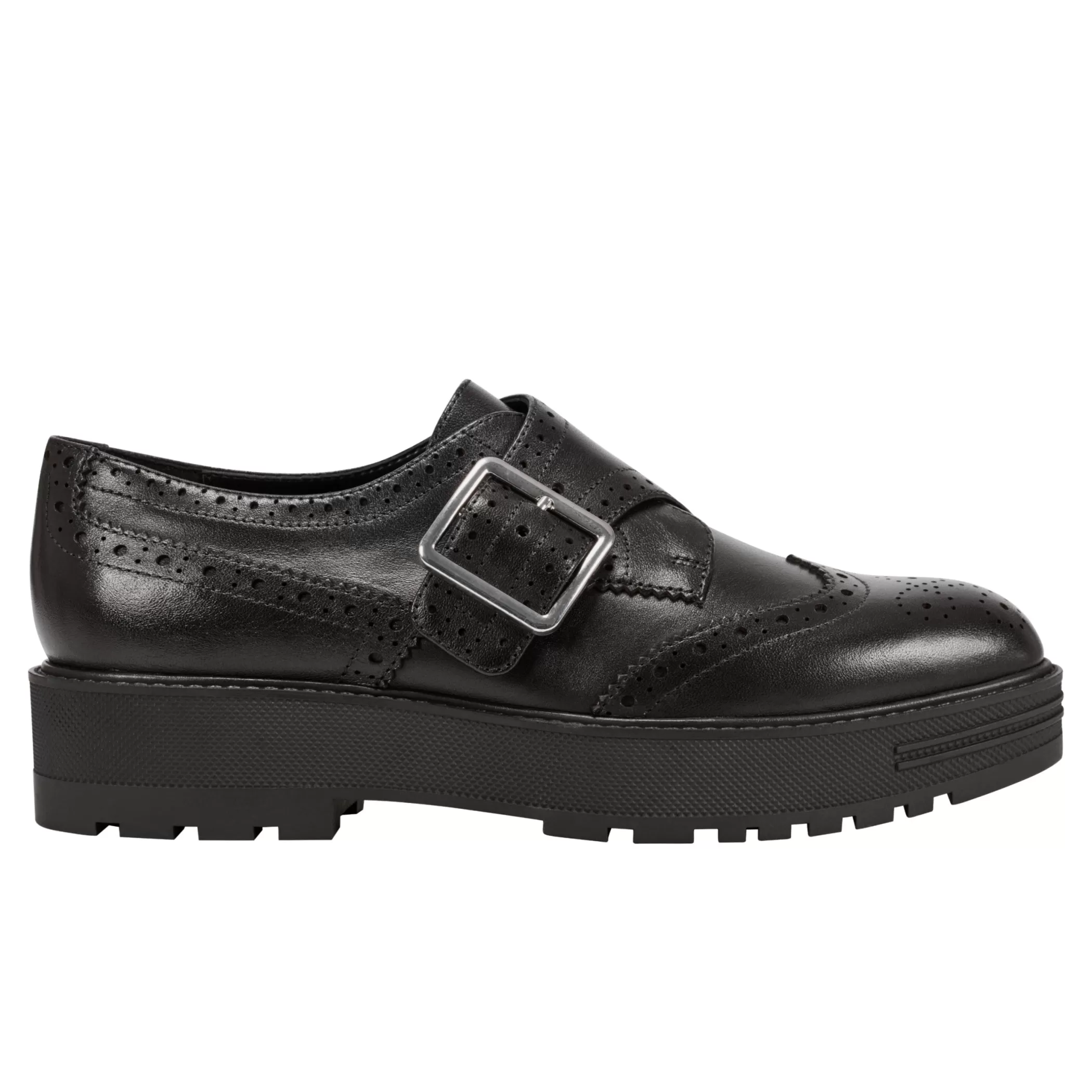 New Marc Fisher Remona Monk Strap Loafer Black Leather