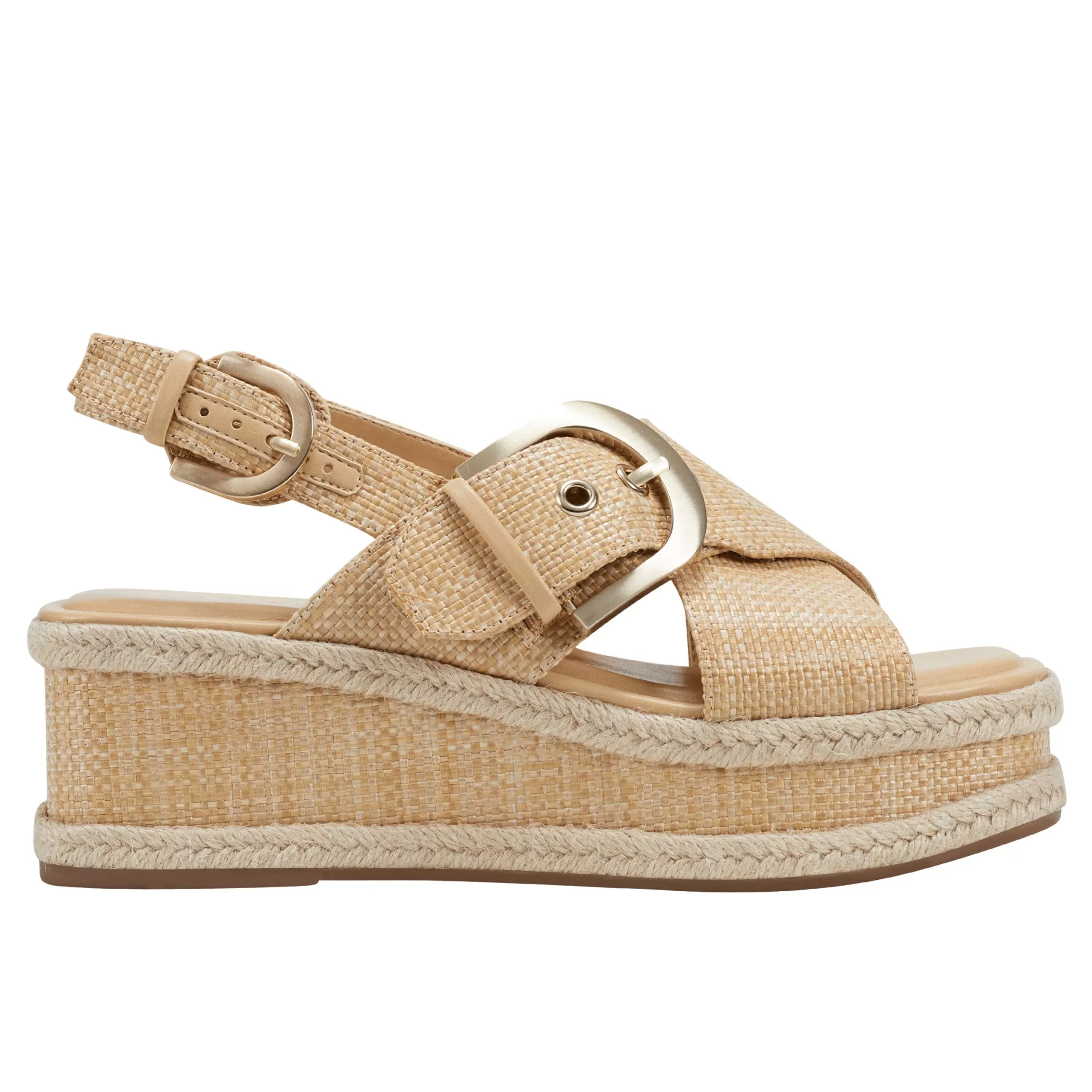 Sale Marc Fisher Renda Slingback Platform Sandal Light Natural Raffia