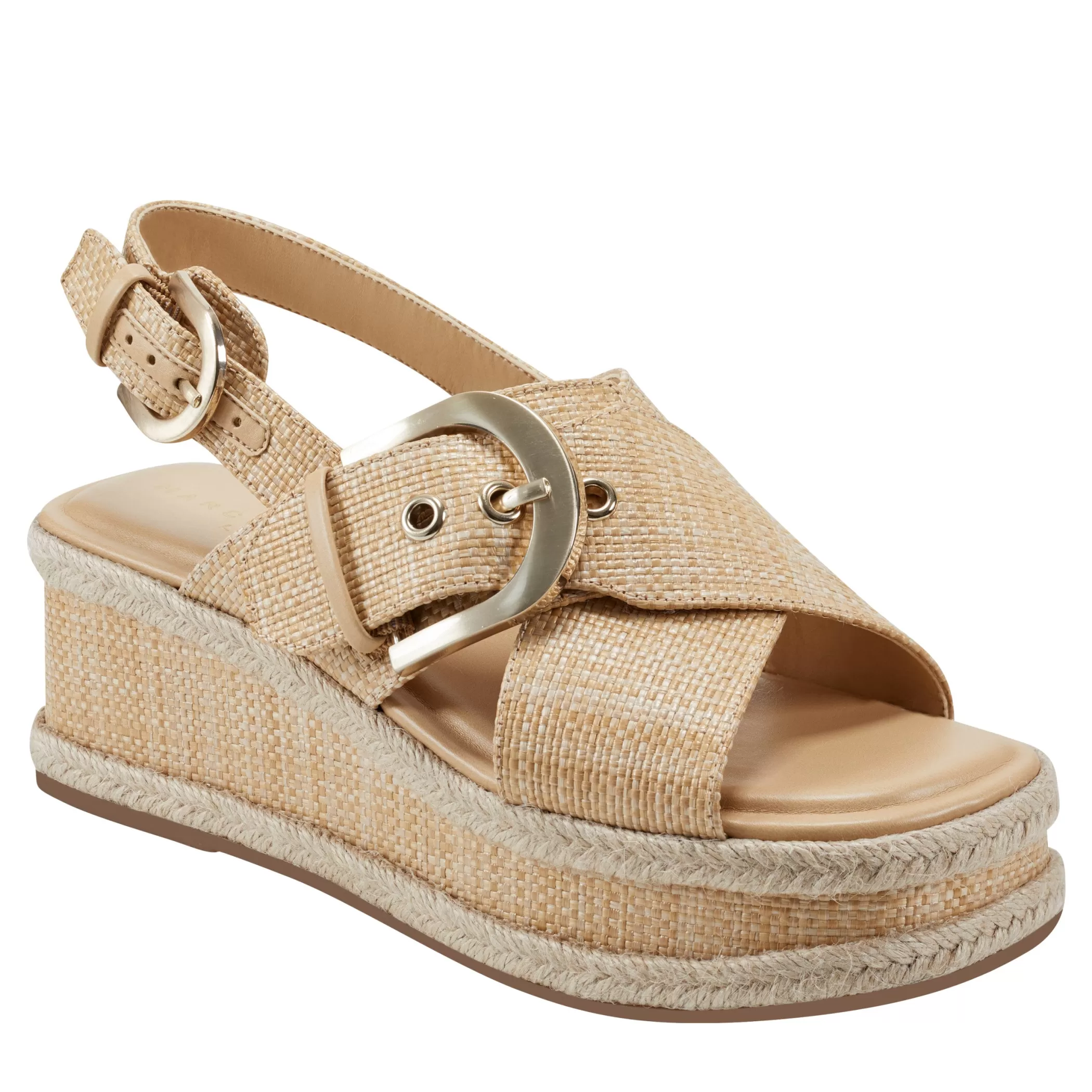 Sale Marc Fisher Renda Slingback Platform Sandal Light Natural Raffia