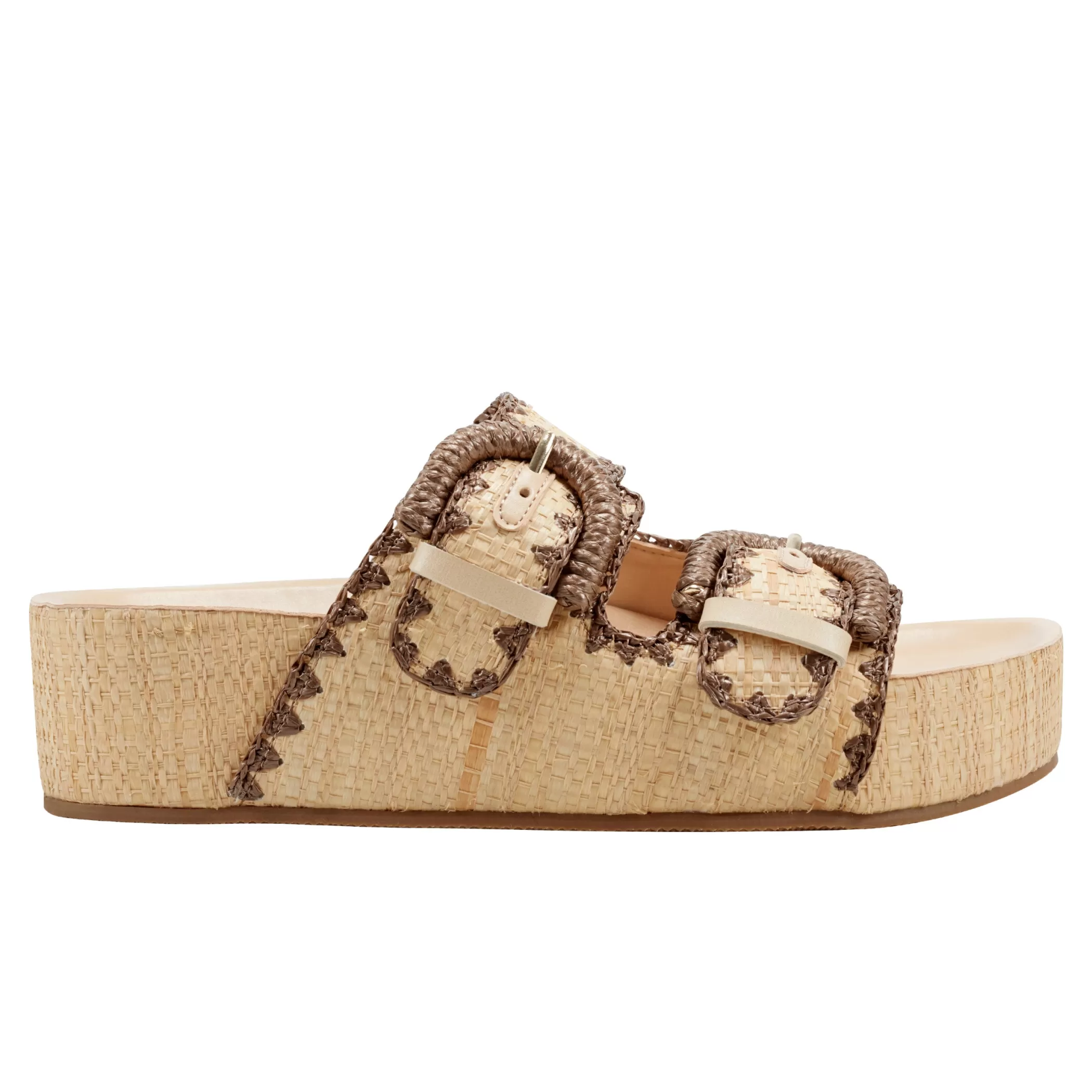 Outlet Marc Fisher Solea Buckle Footbed Sandal Light Natural Raffia