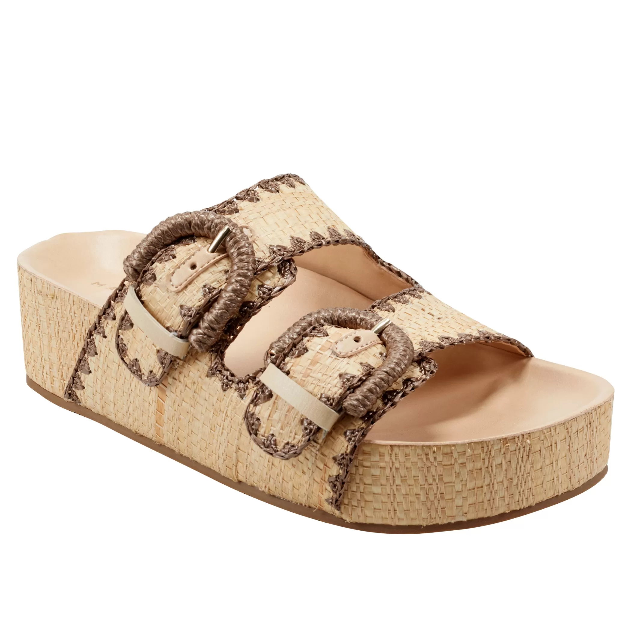 Outlet Marc Fisher Solea Buckle Footbed Sandal Light Natural Raffia