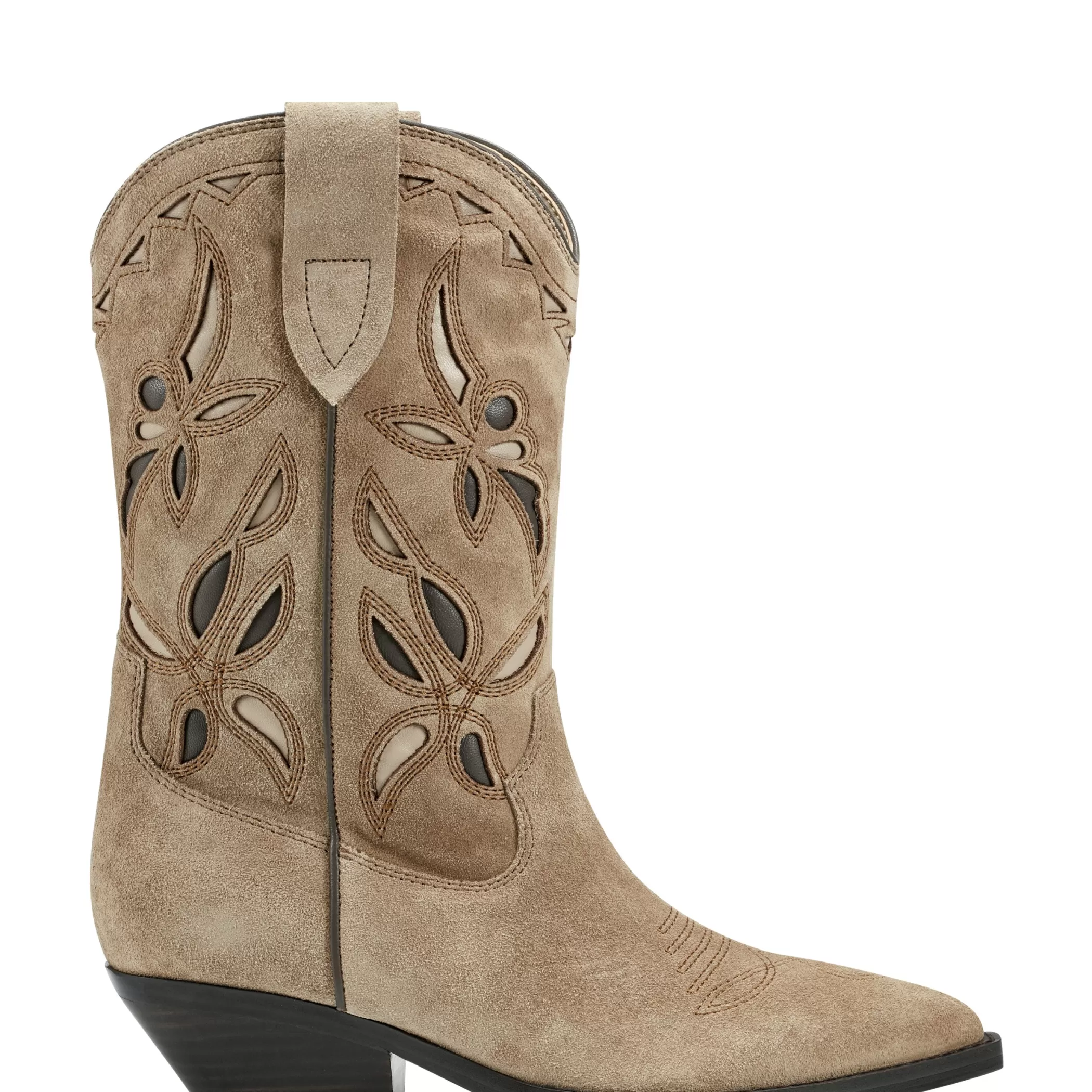 New Marc Fisher Trista Western Boot Natural Suede