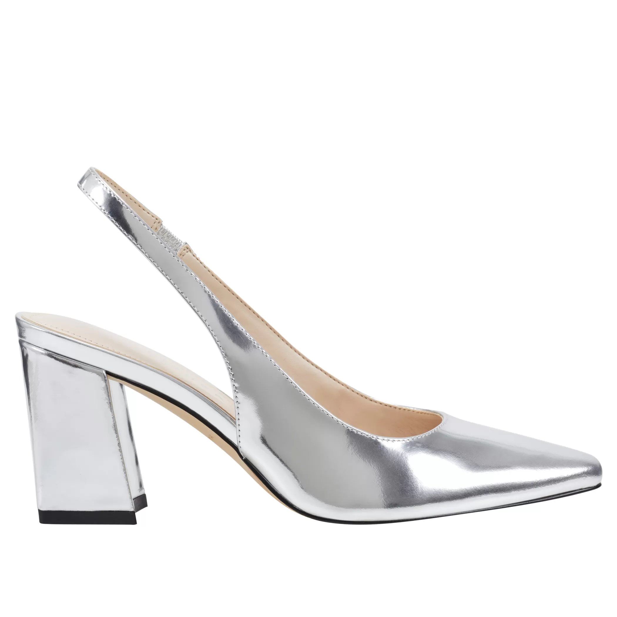 Discount Marc Fisher Valinda Slingback Heel Silver Leather