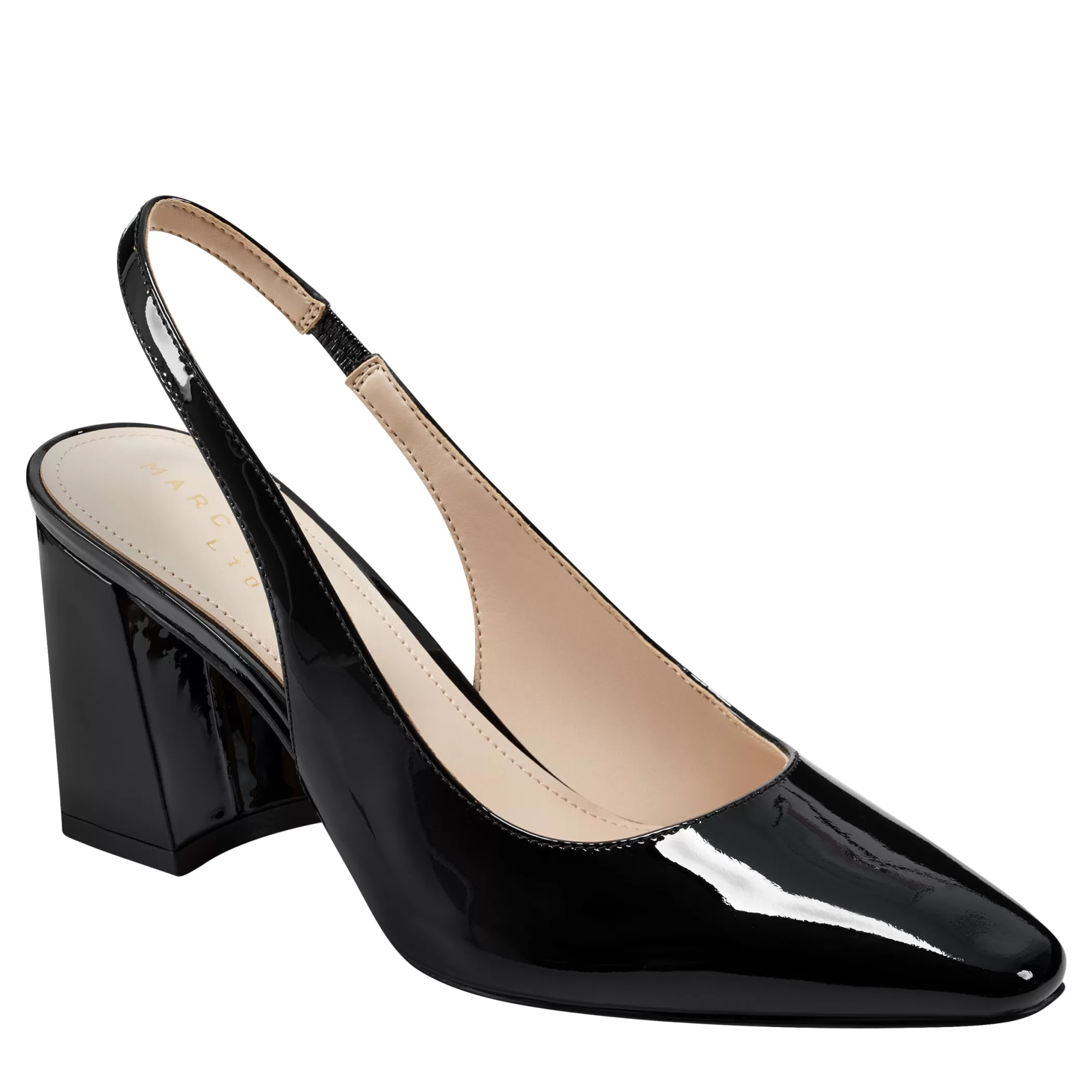 New Marc Fisher Valinda Slingback Heel Black Patent Leather