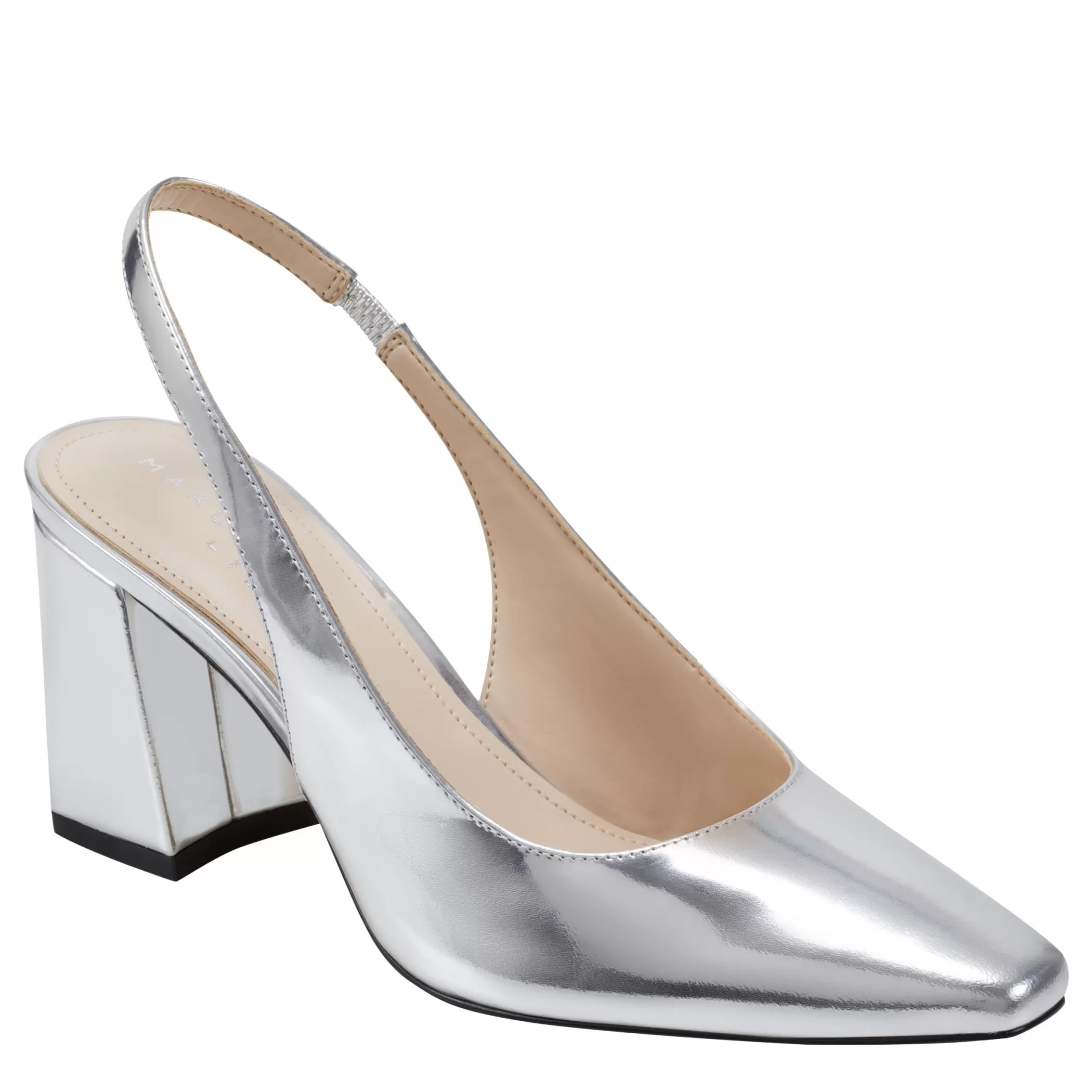 Discount Marc Fisher Valinda Slingback Heel Silver Leather