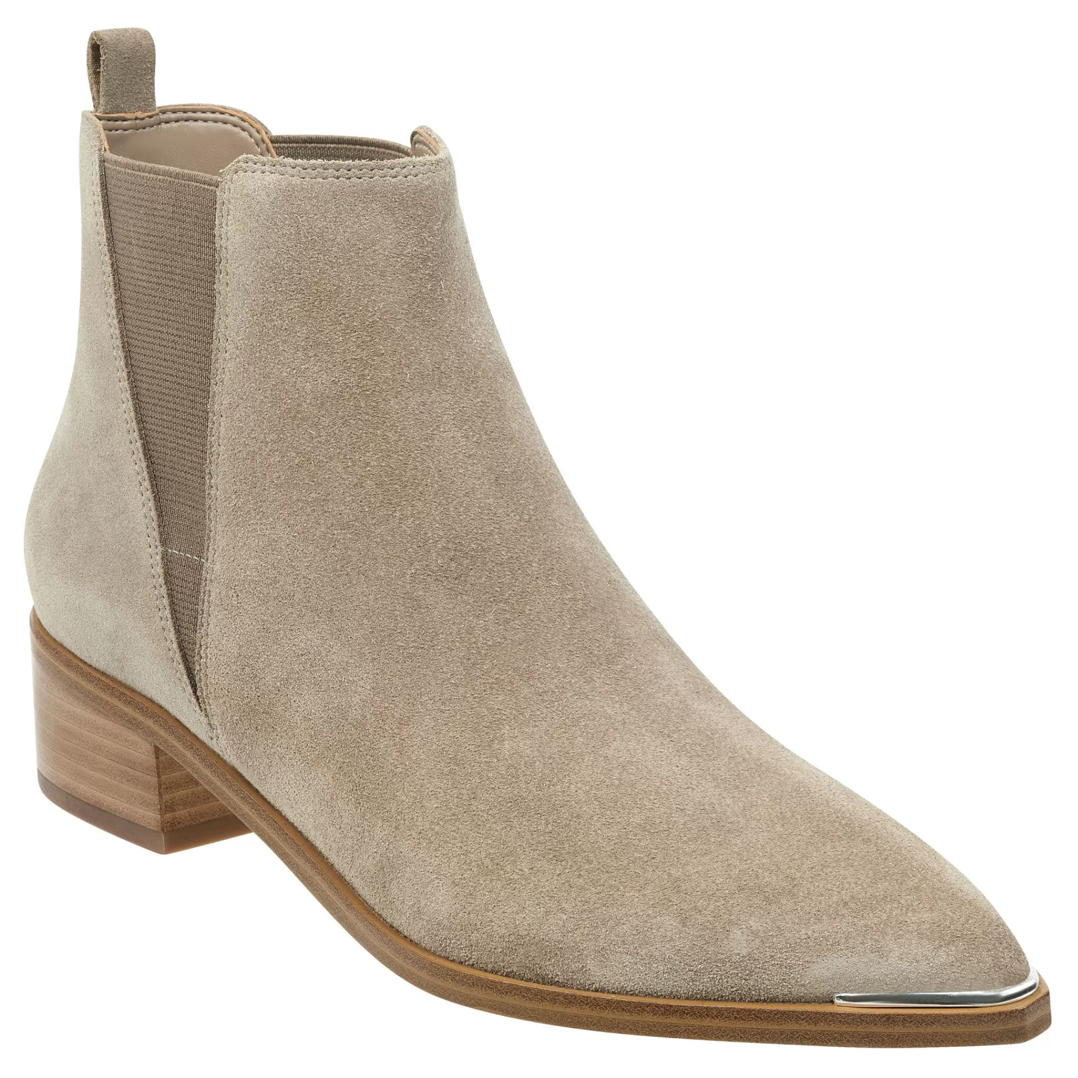 Fashion Marc Fisher Yale Pointy Toe Chelsea Bootie Taupe Suede