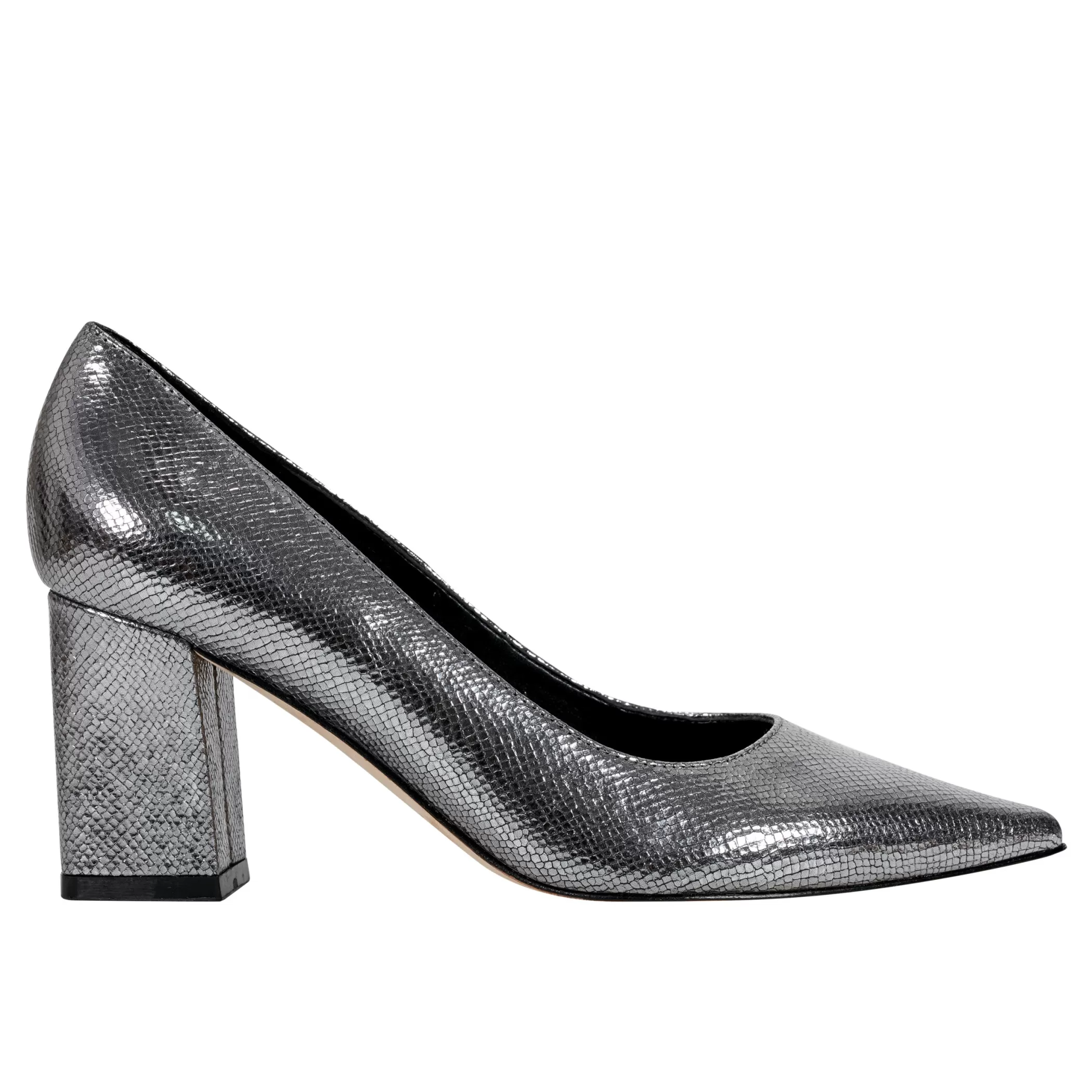 Online Marc Fisher Zala Block Heel Pointy Toe Pump Pewter Leather