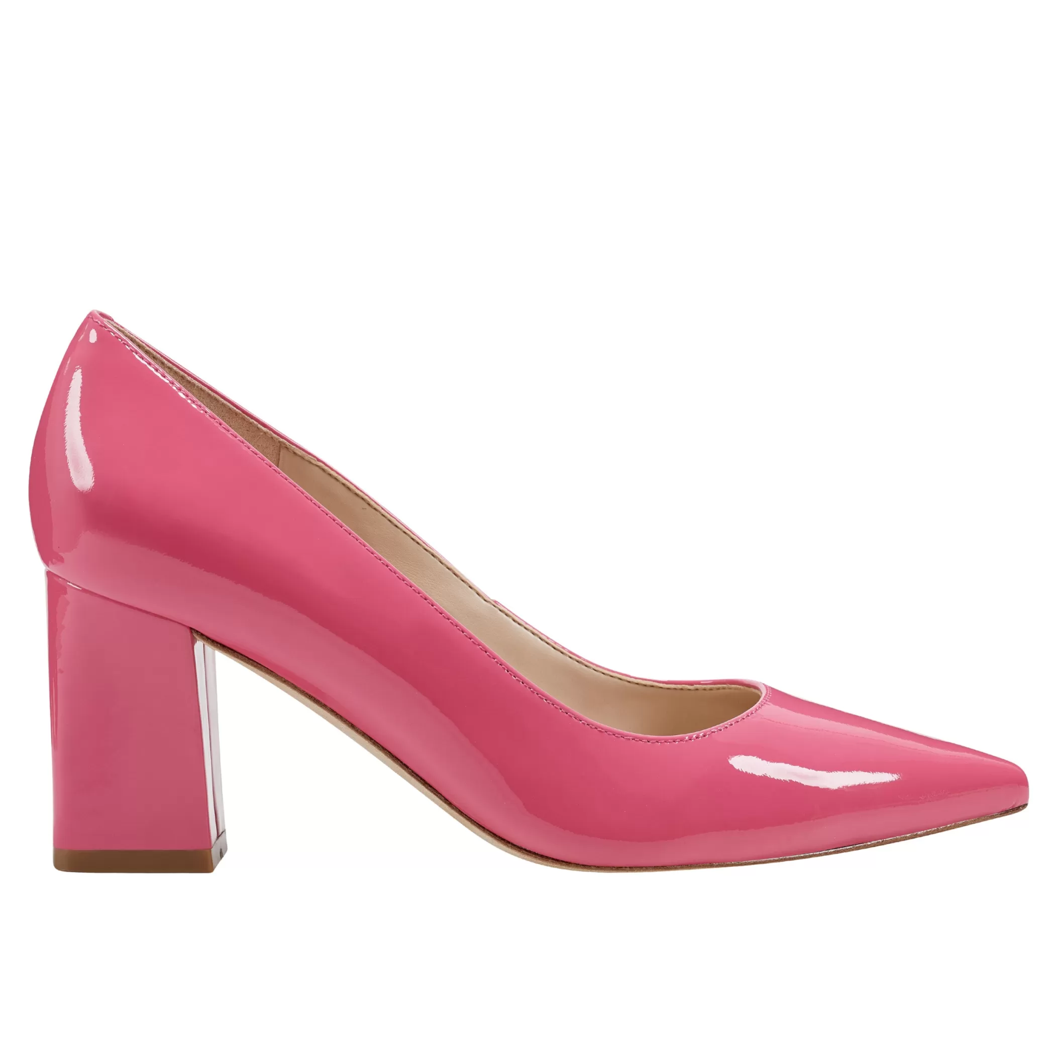 Fashion Marc Fisher Zala Block Heel Pointy Toe Pump Pink Patent Leather