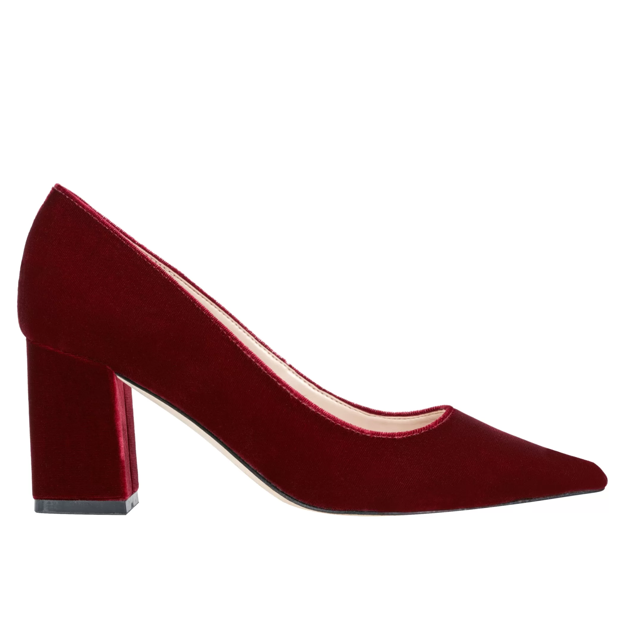 Cheap Marc Fisher Zala Block Heel Pointy Toe Pump Dark Red Velvet