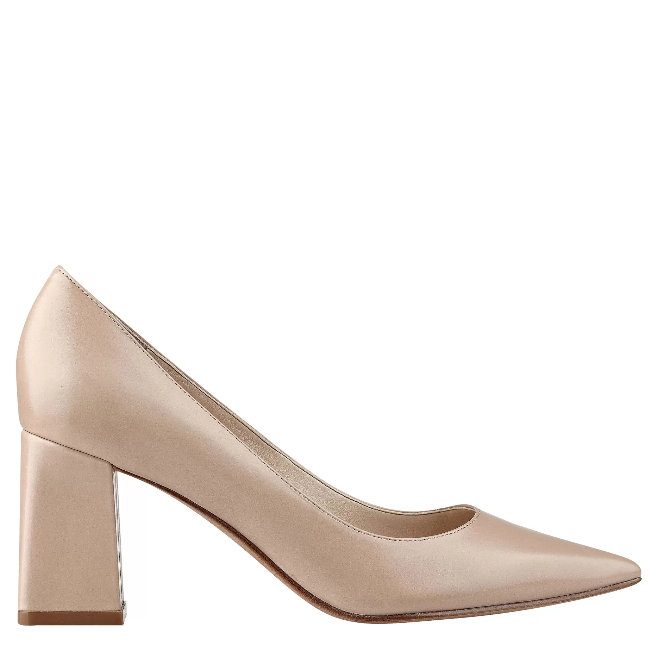 New Marc Fisher Zala Block Heel Pointy Toe Pump Light Natural Leather