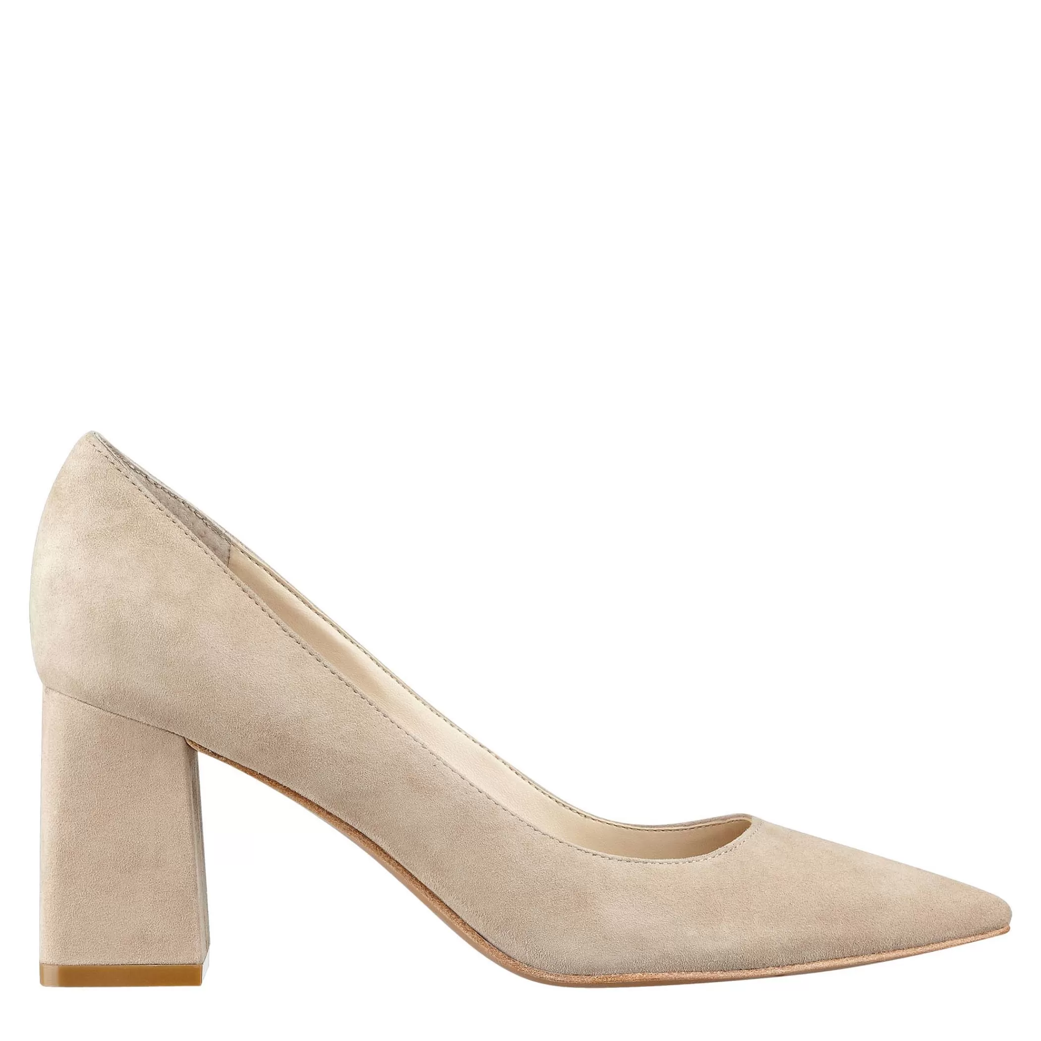 Sale Marc Fisher Zala Block Heel Pointy Toe Pump Natural Suede