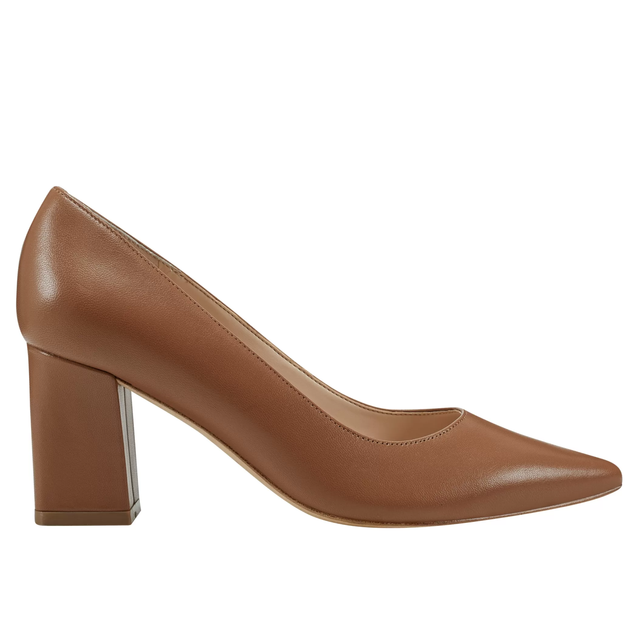 Cheap Marc Fisher Zala Block Heel Pointy Toe Pump Dark Natural Leather