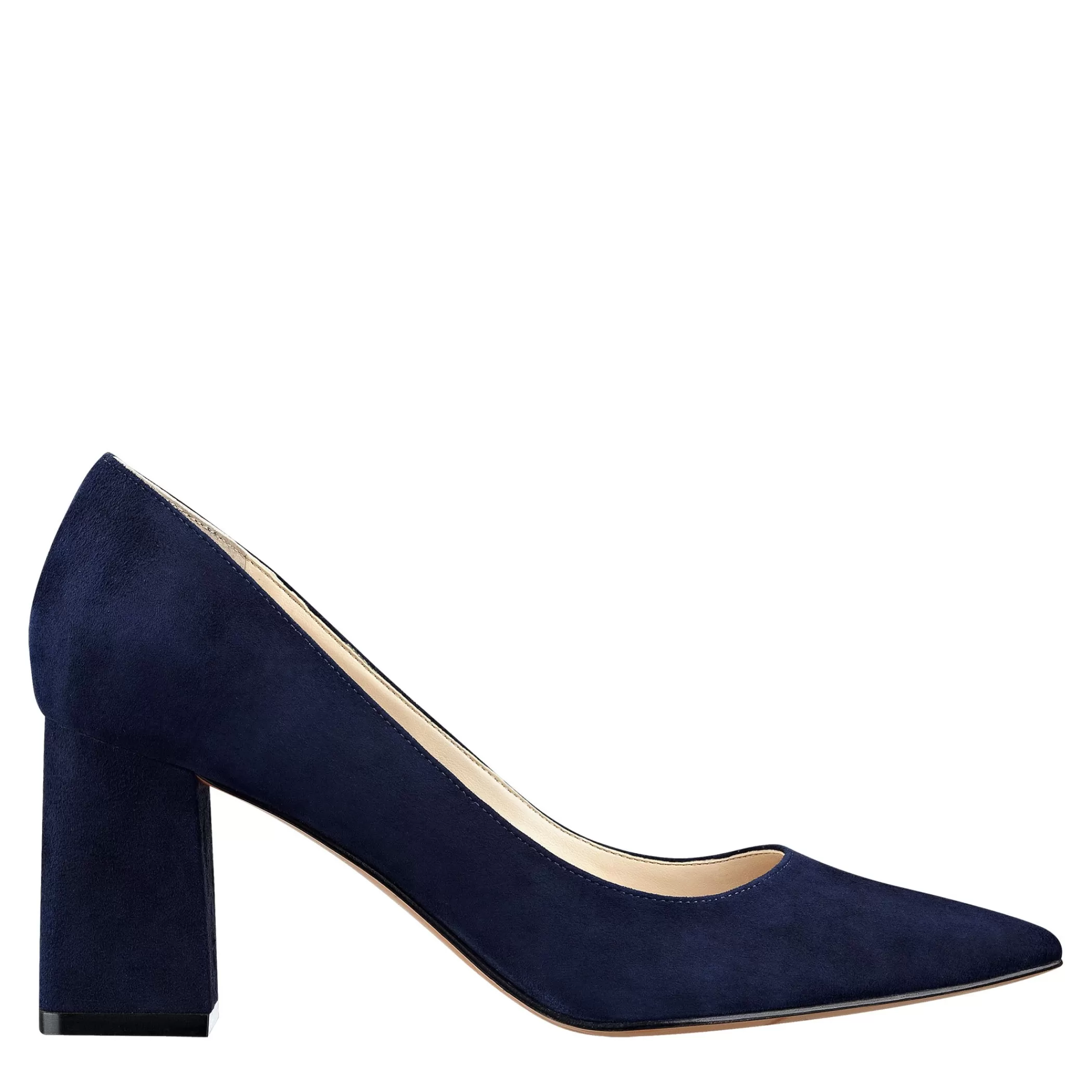 Best Sale Marc Fisher Zala Block Heel Pointy Toe Pump NAVY SUEDE