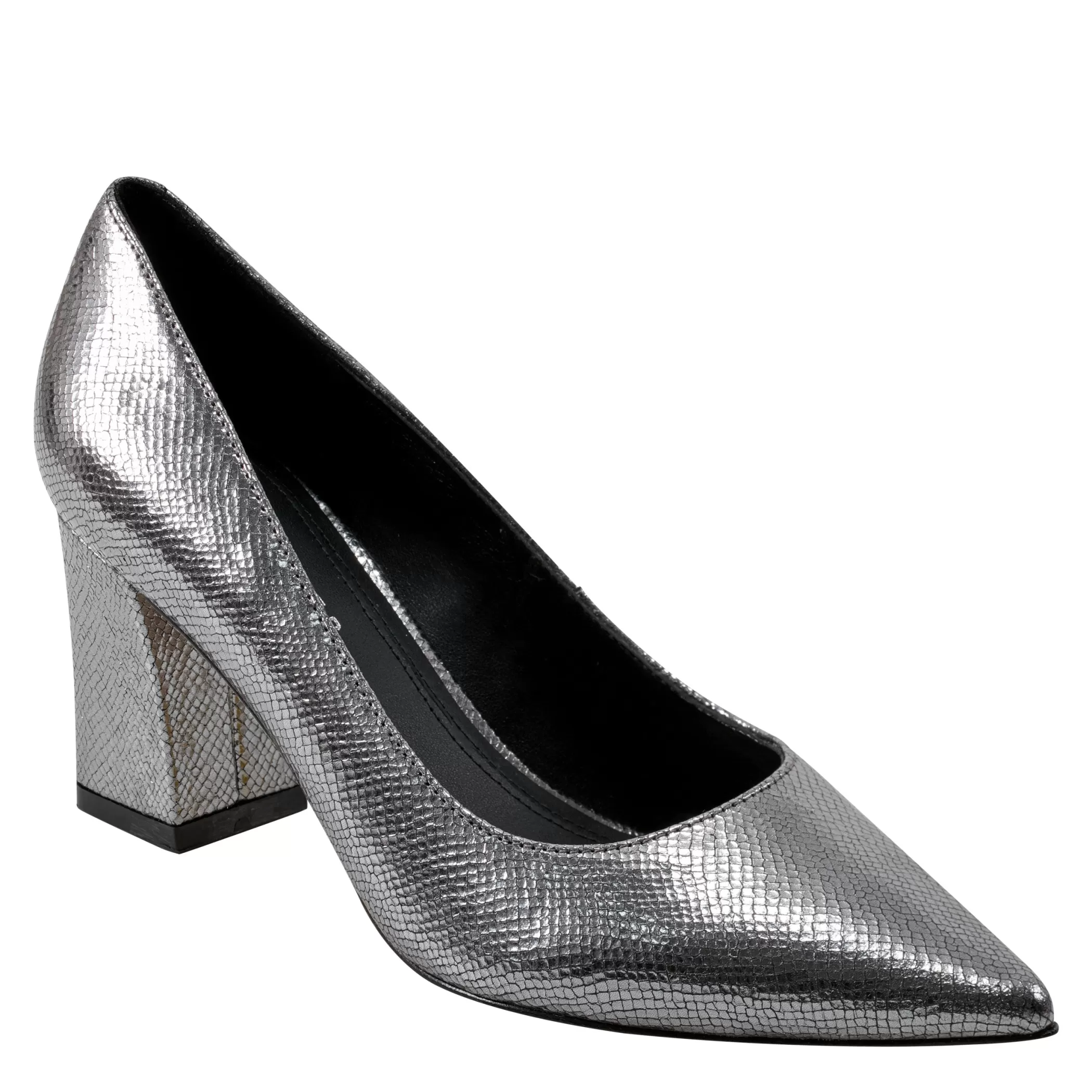 Online Marc Fisher Zala Block Heel Pointy Toe Pump Pewter Leather