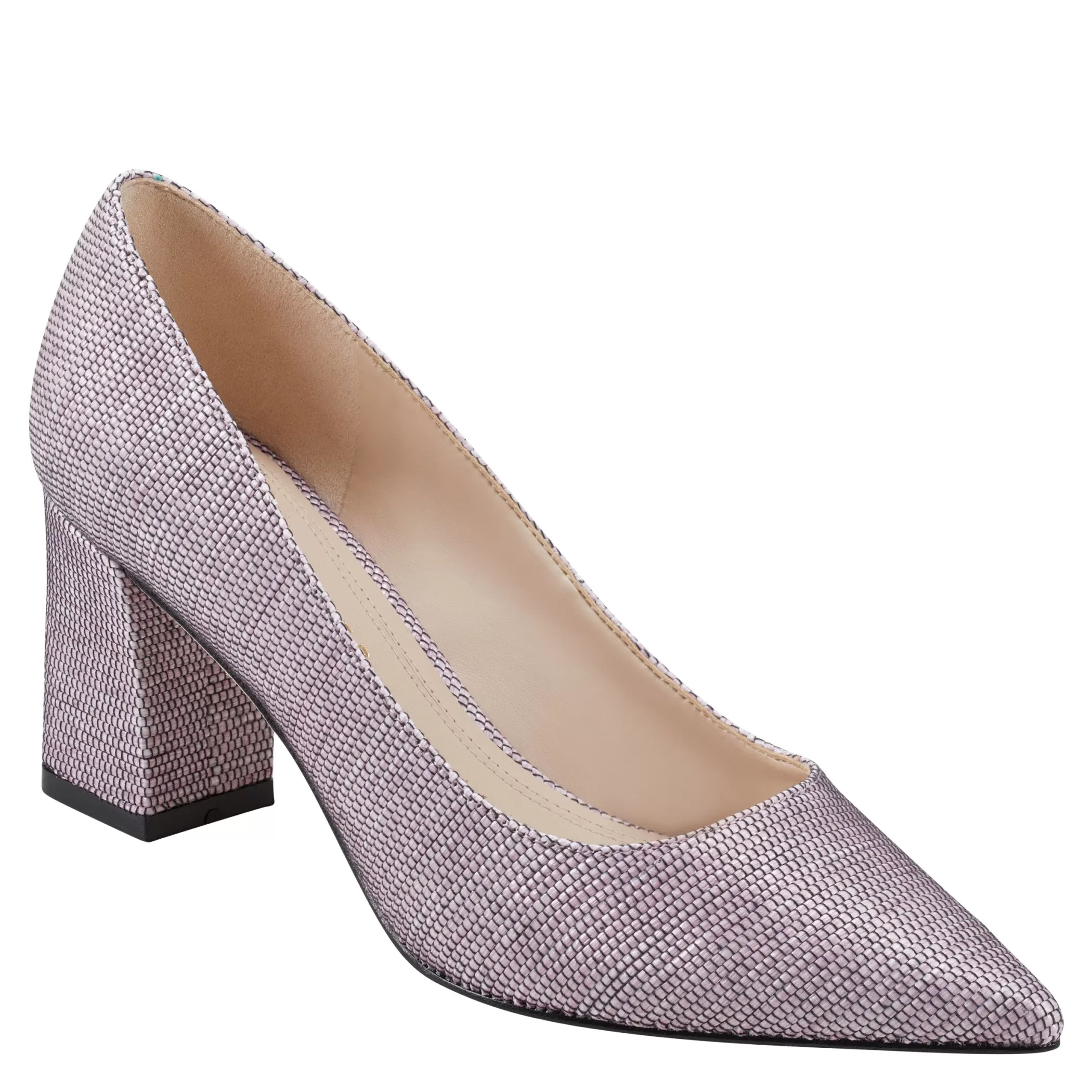 Best Sale Marc Fisher Zala Block Heel Pointy Toe Pump Pink Raffia Multi